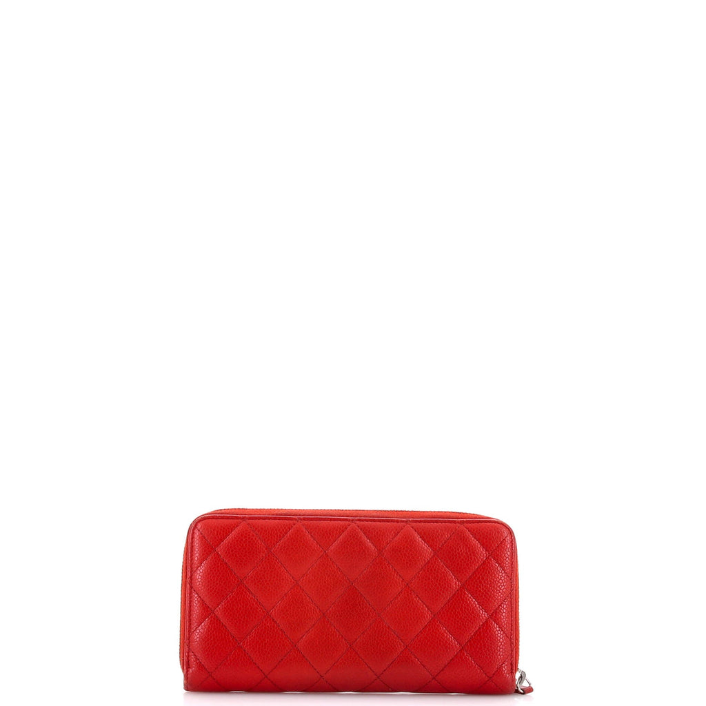 Zip Around Wallet Quilted Caviar Long