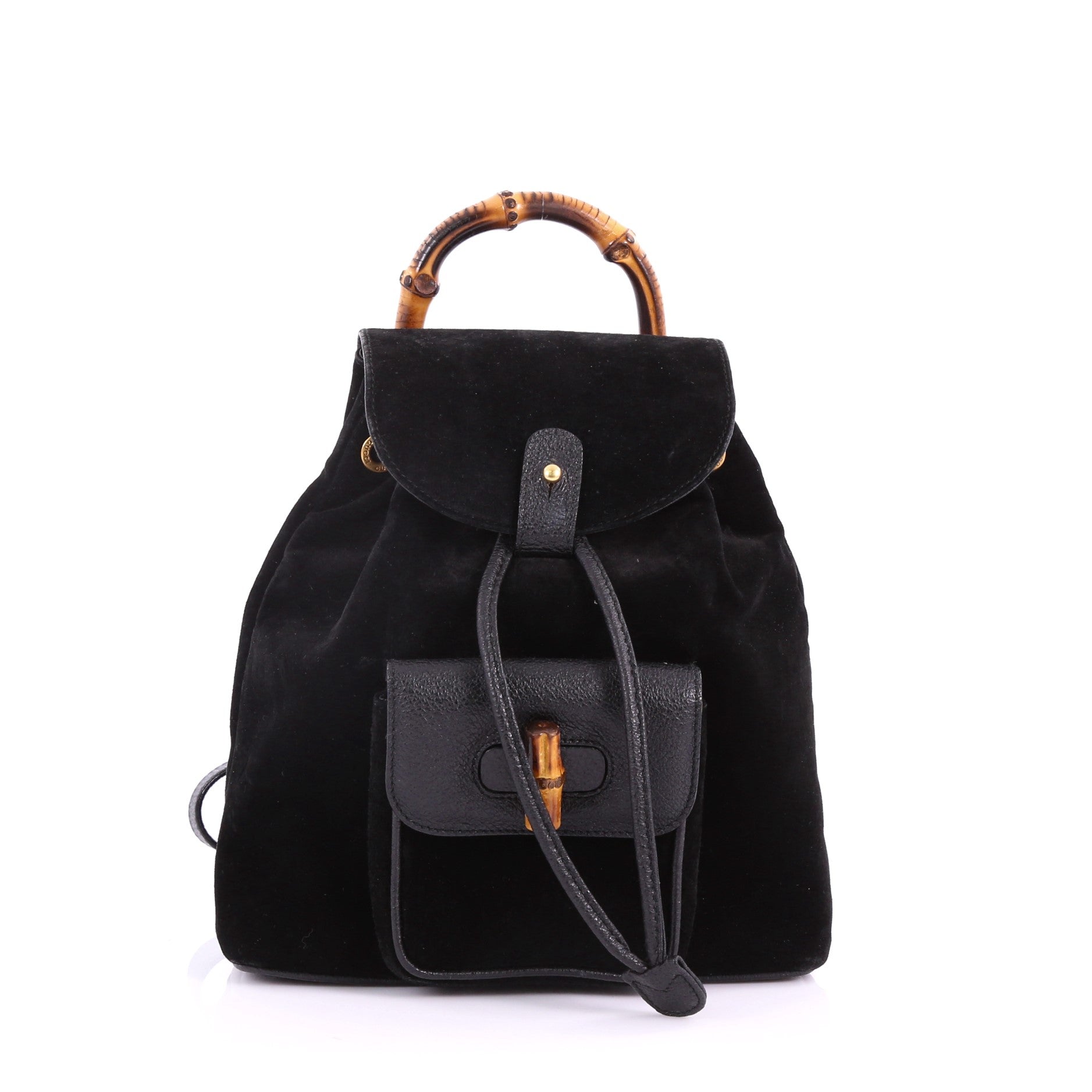 Vintage Bamboo Backpack Suede Mini
