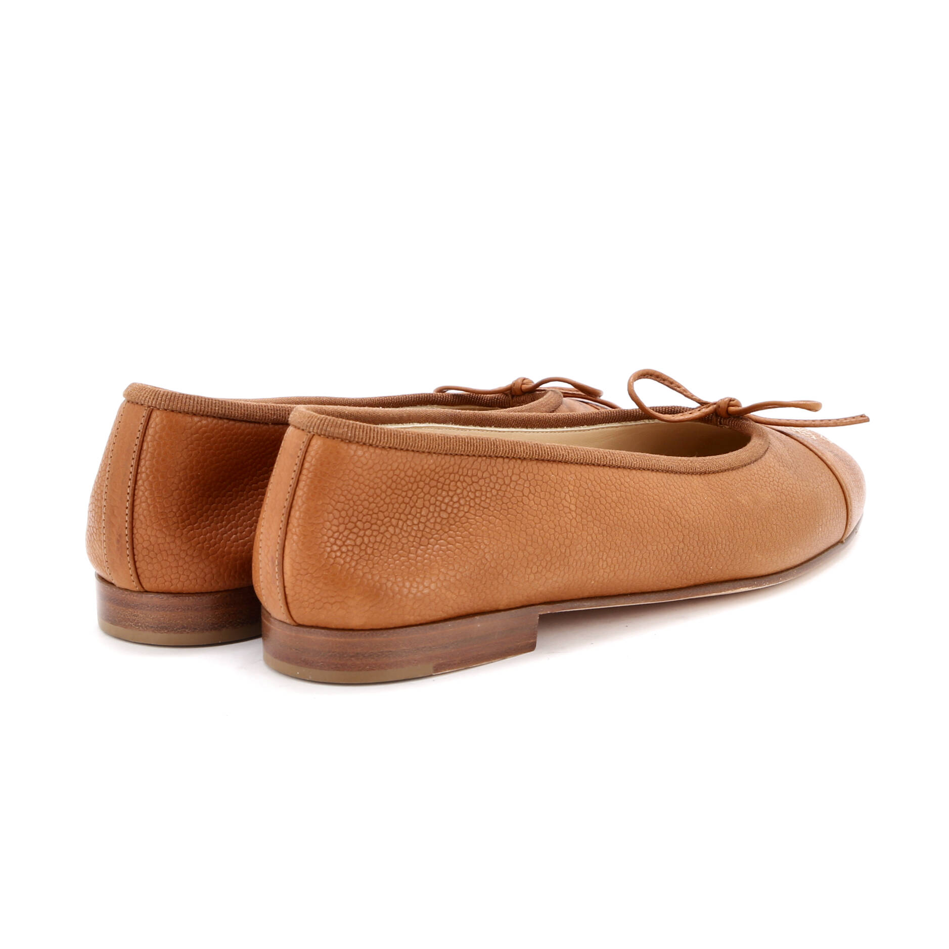 Women's CC Cap Toe Bow Ballerina Flats Leather