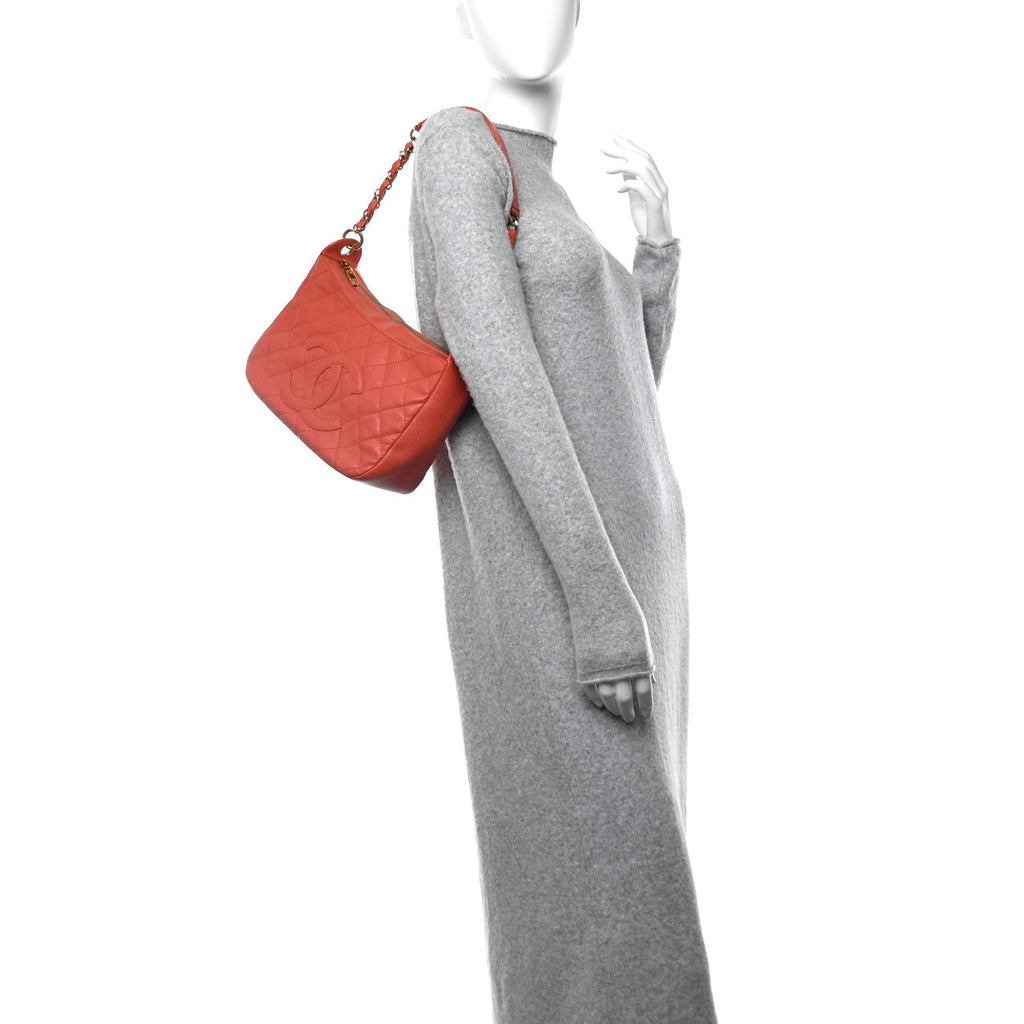 Caviar Quilted Timeless CC Shoulder Bag Coral