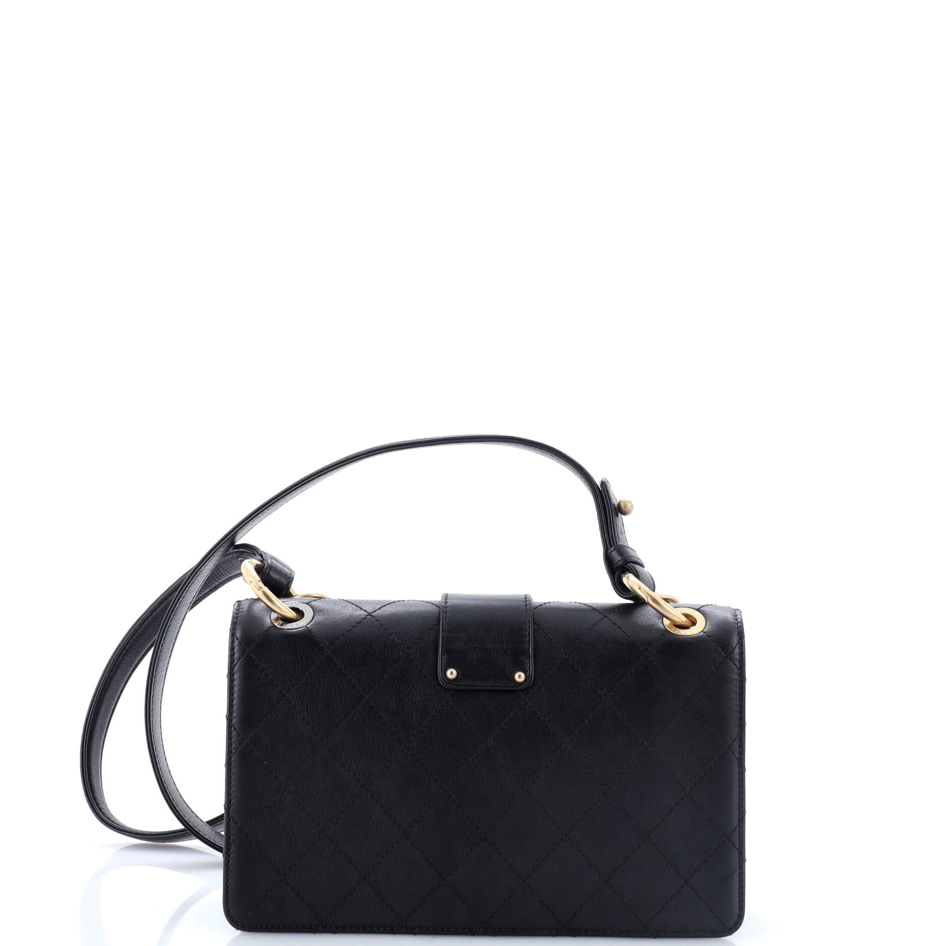 CC Chain Flap Shoulder Bag Quilted Calfskin Small