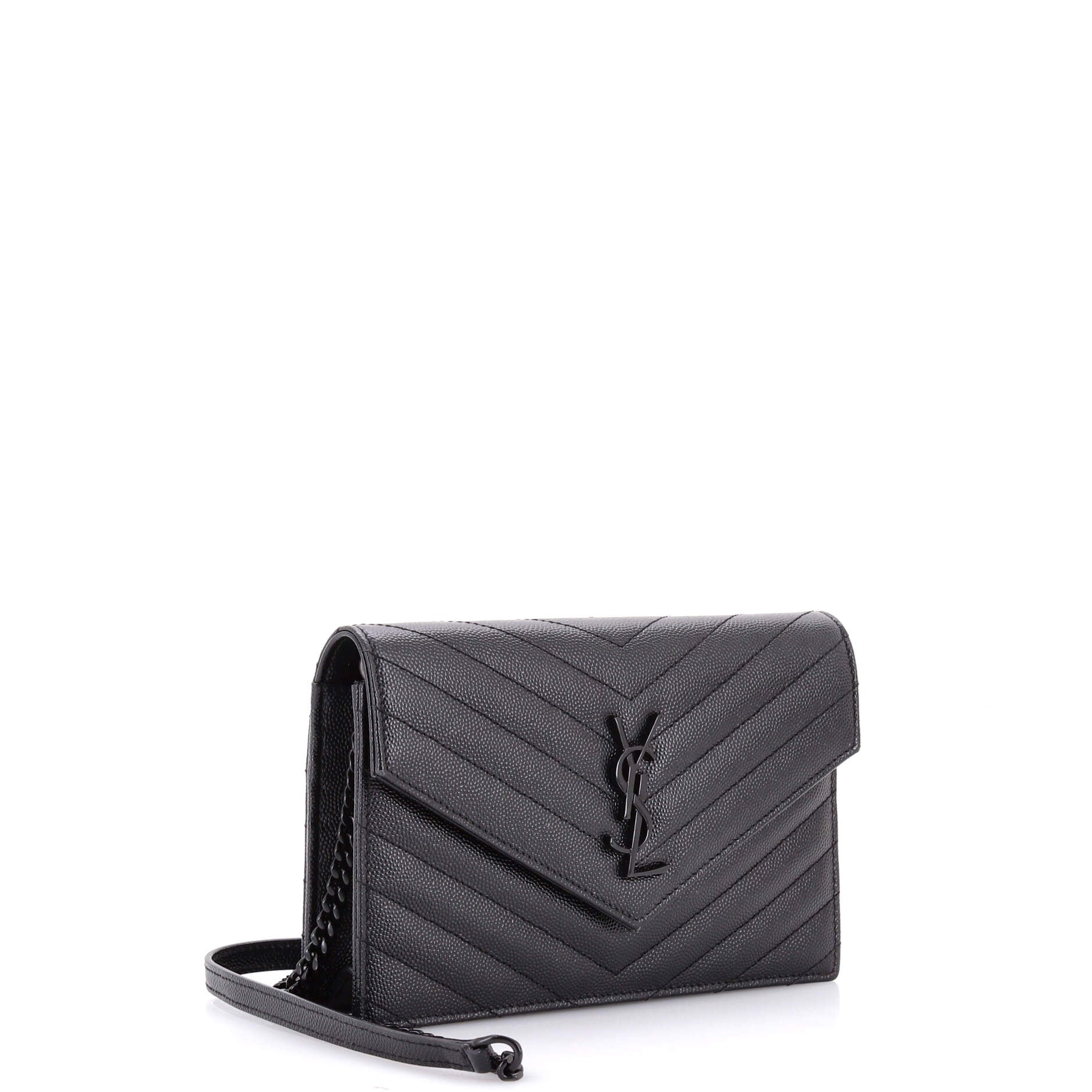 Classic Monogram Wallet on Chain Matelasse Chevron Leather Small