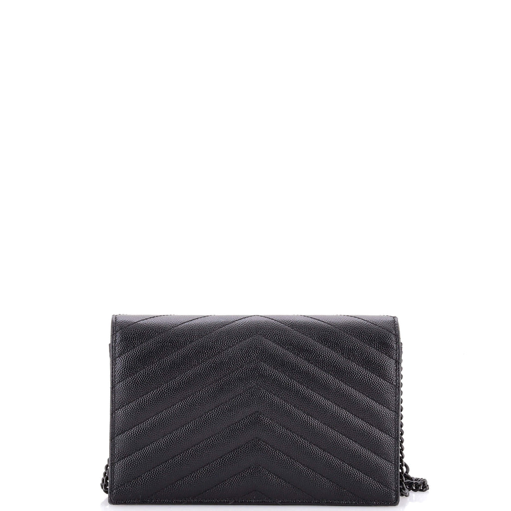 Classic Monogram Wallet on Chain Matelasse Chevron Leather Small
