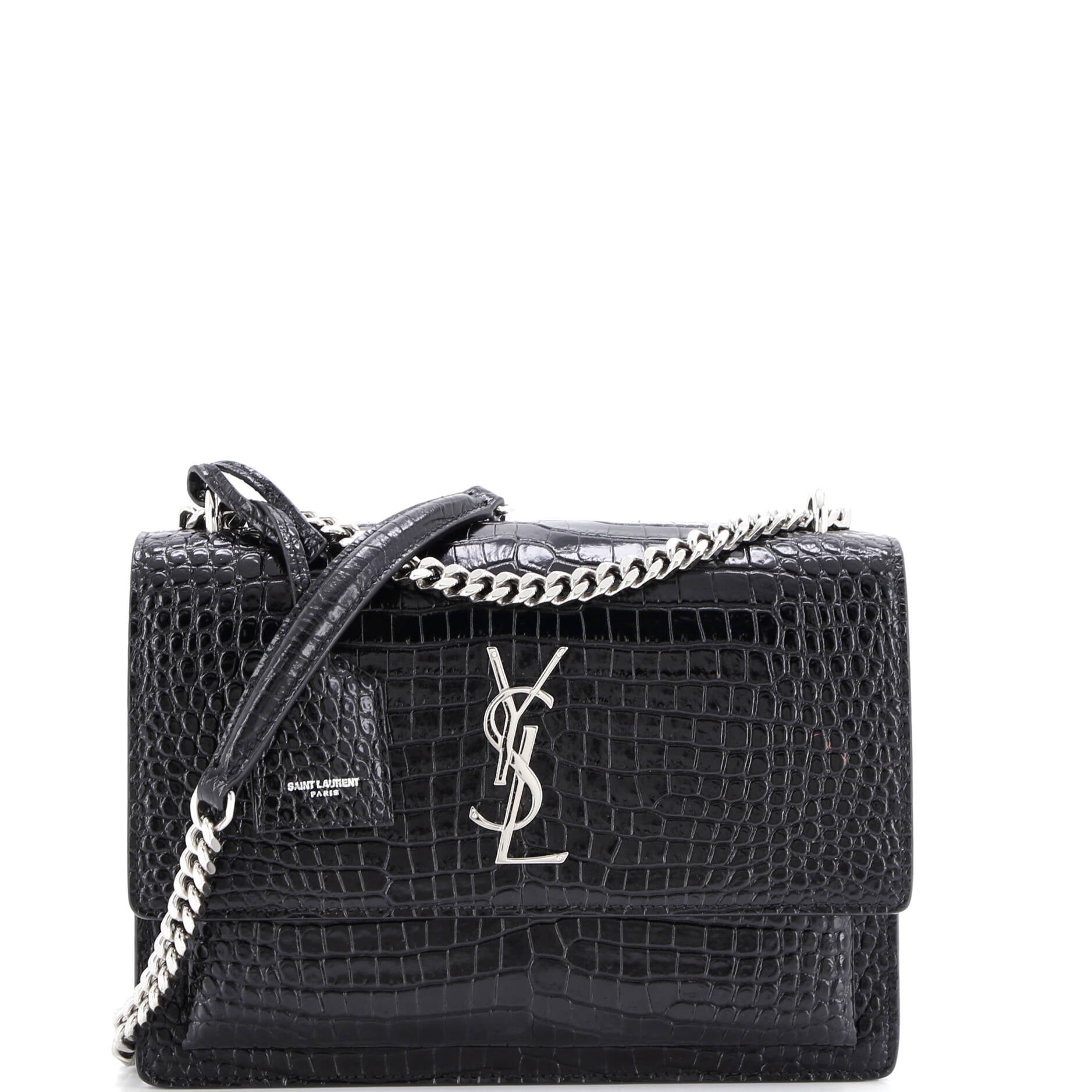 Sunset Crossbody Bag Crocodile Embossed Leather Medium