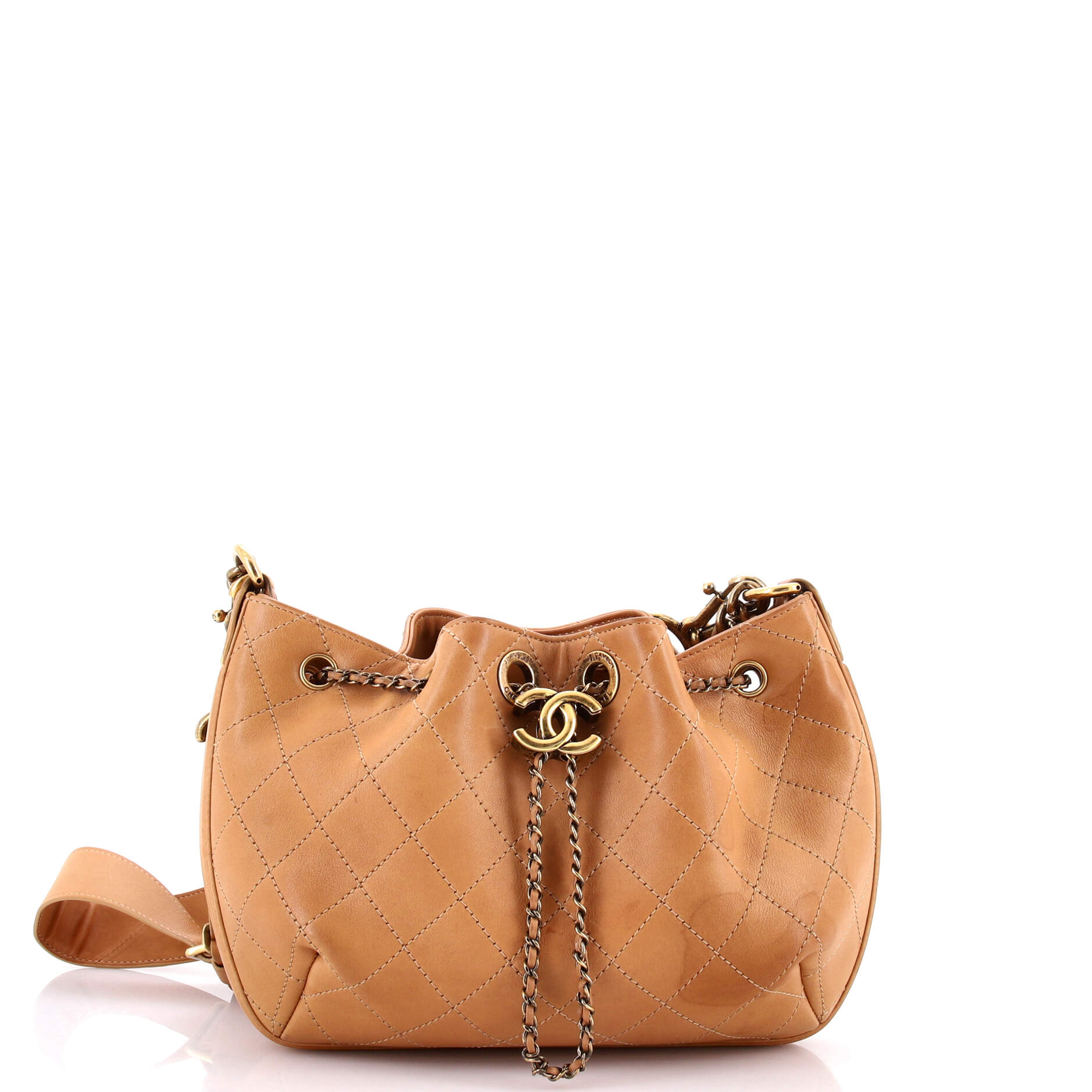 Paris in Rome Drawstring Bag Quilted Lambskin Large