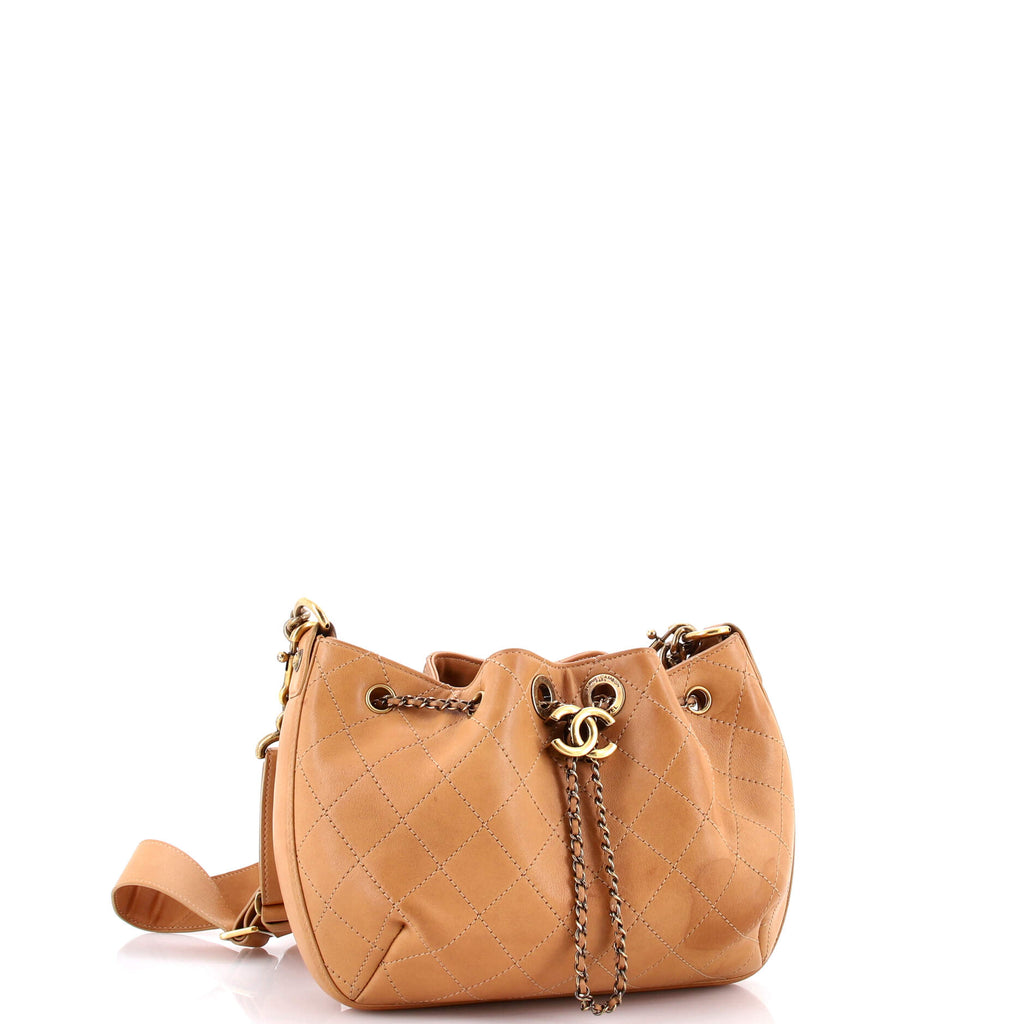 Paris in Rome Drawstring Bag Quilted Lambskin Large