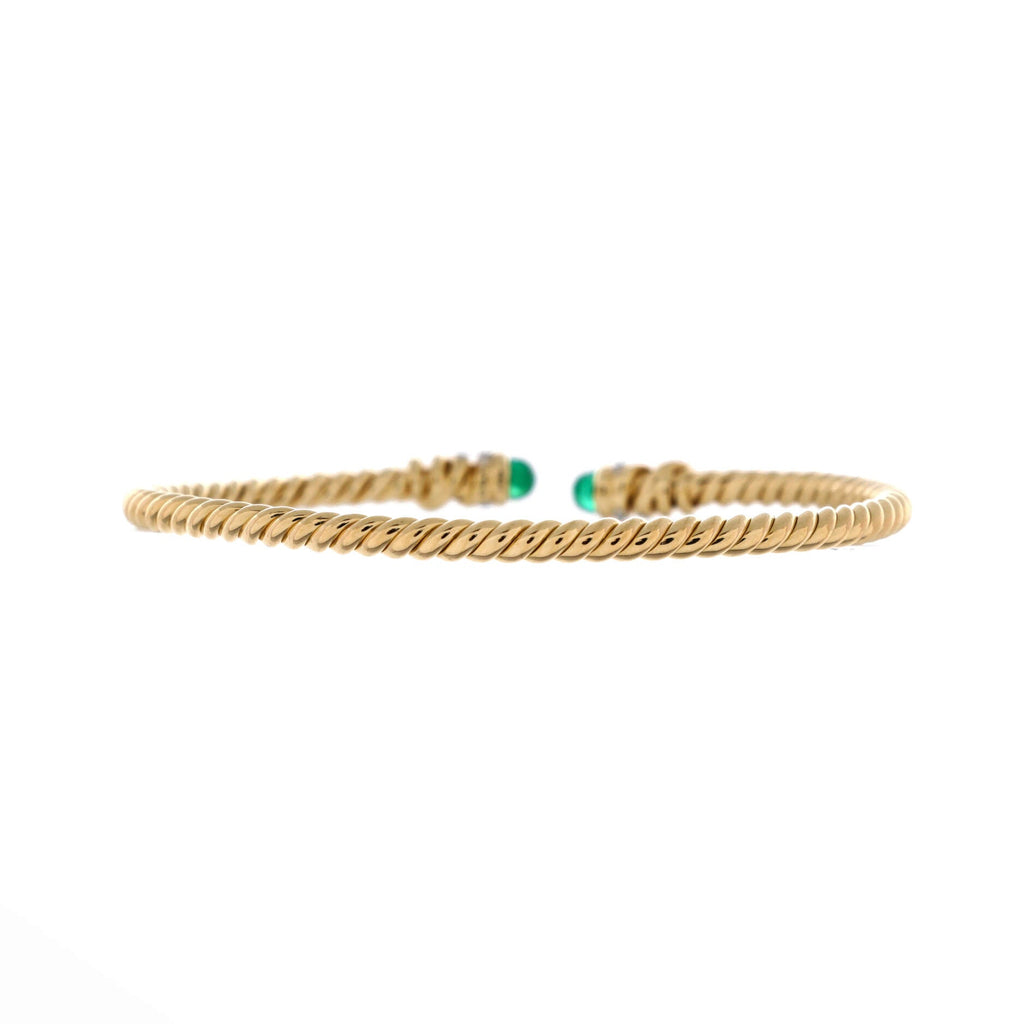 Petite Helena Cablespira Bracelet 18K Yellow Gold with Emeralds and Diamonds 3mm