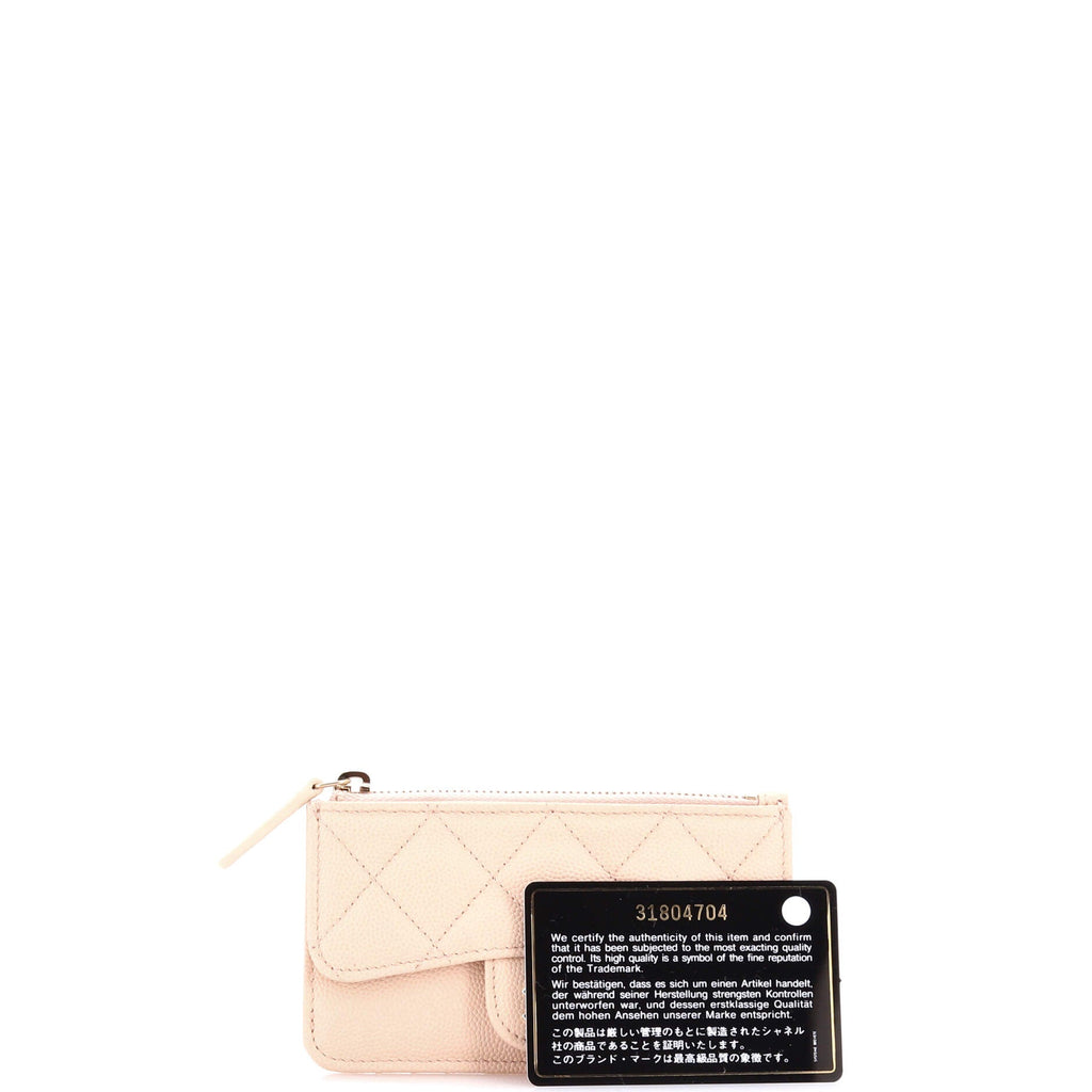 Flap Zip Card Holder Quilted Caviar