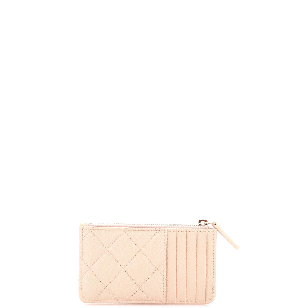 Flap Zip Card Holder Quilted Caviar