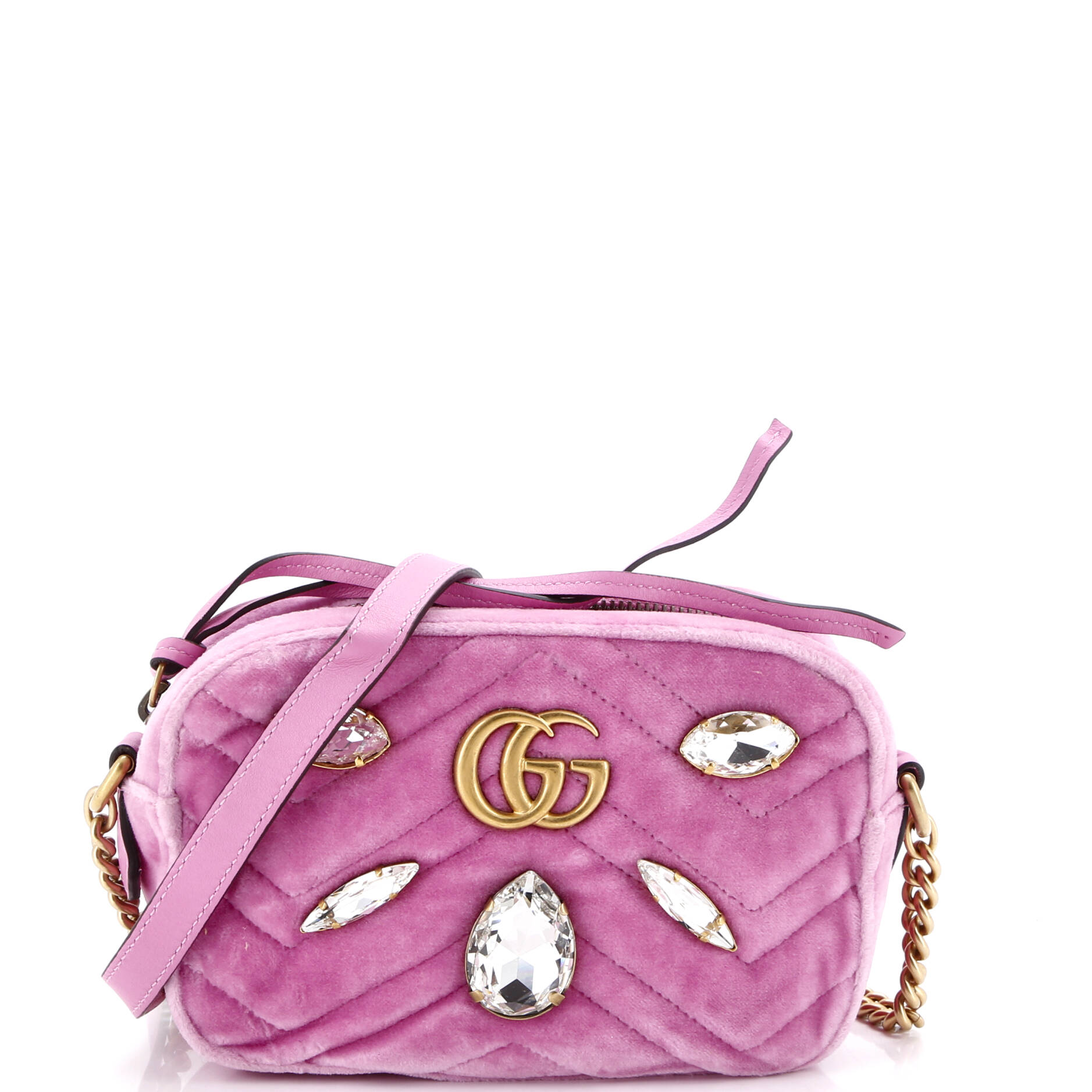 GG Marmont Shoulder Bag Crystal Embellished Matelasse Velvet Mini