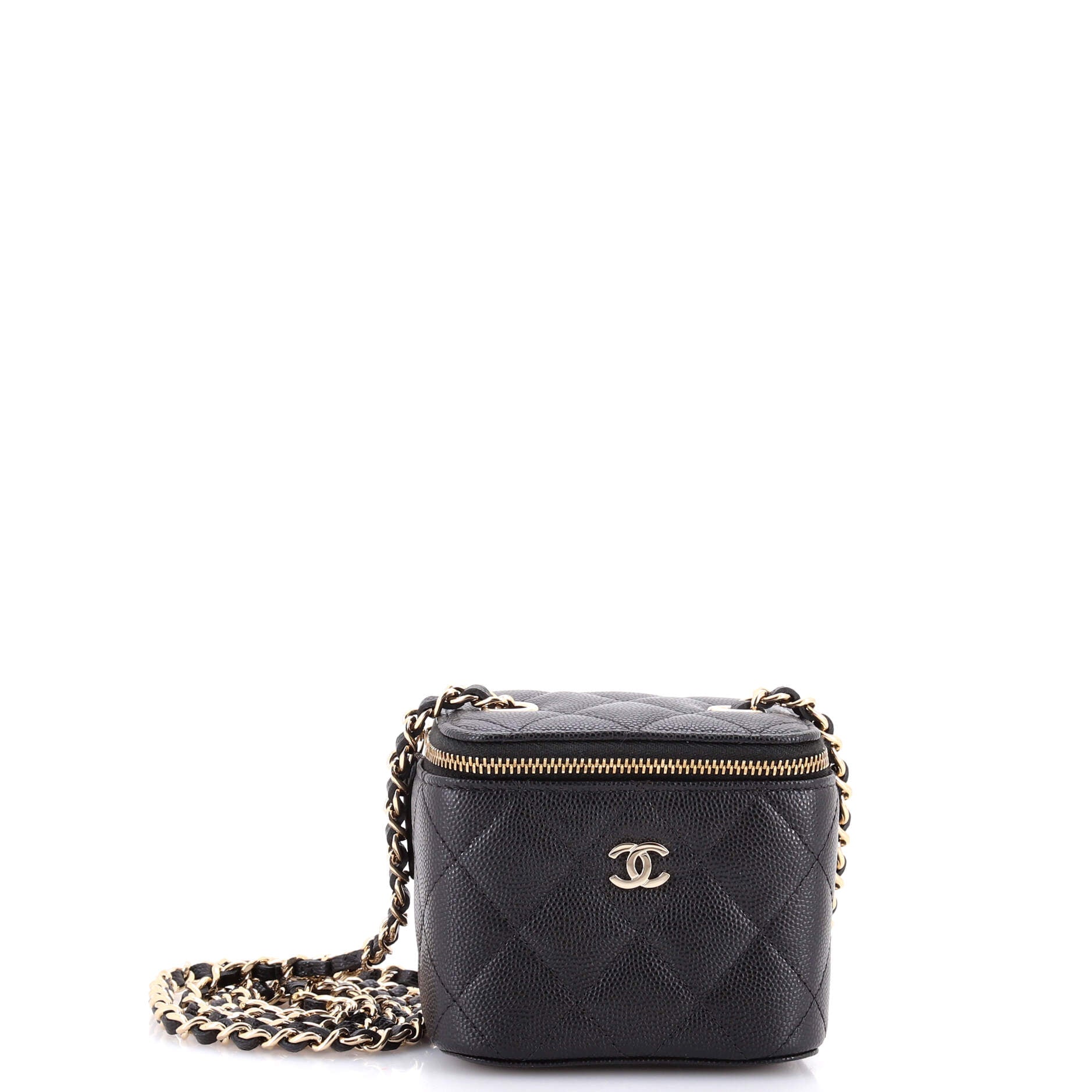 Classic Vanity Case with Chain Quilted Caviar Mini