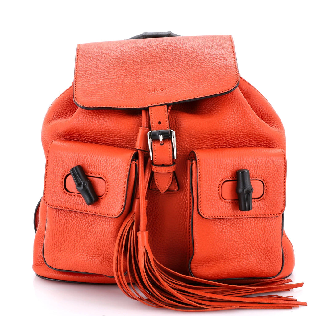 Bamboo Tassel Backpack Leather Medium