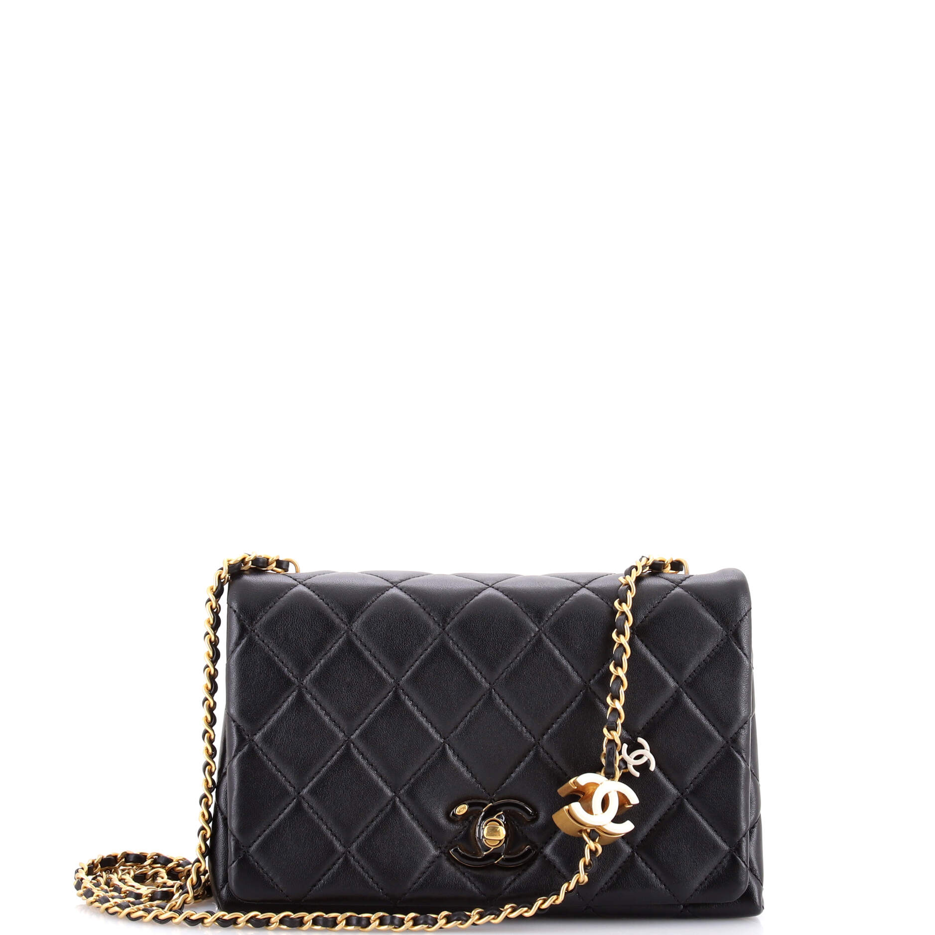 Enamel Multi CC Chain Flap Bag Quilted Lambskin Small