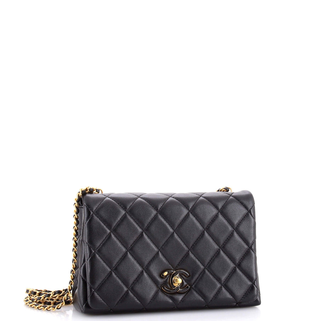 Enamel Multi CC Chain Flap Bag Quilted Lambskin Small