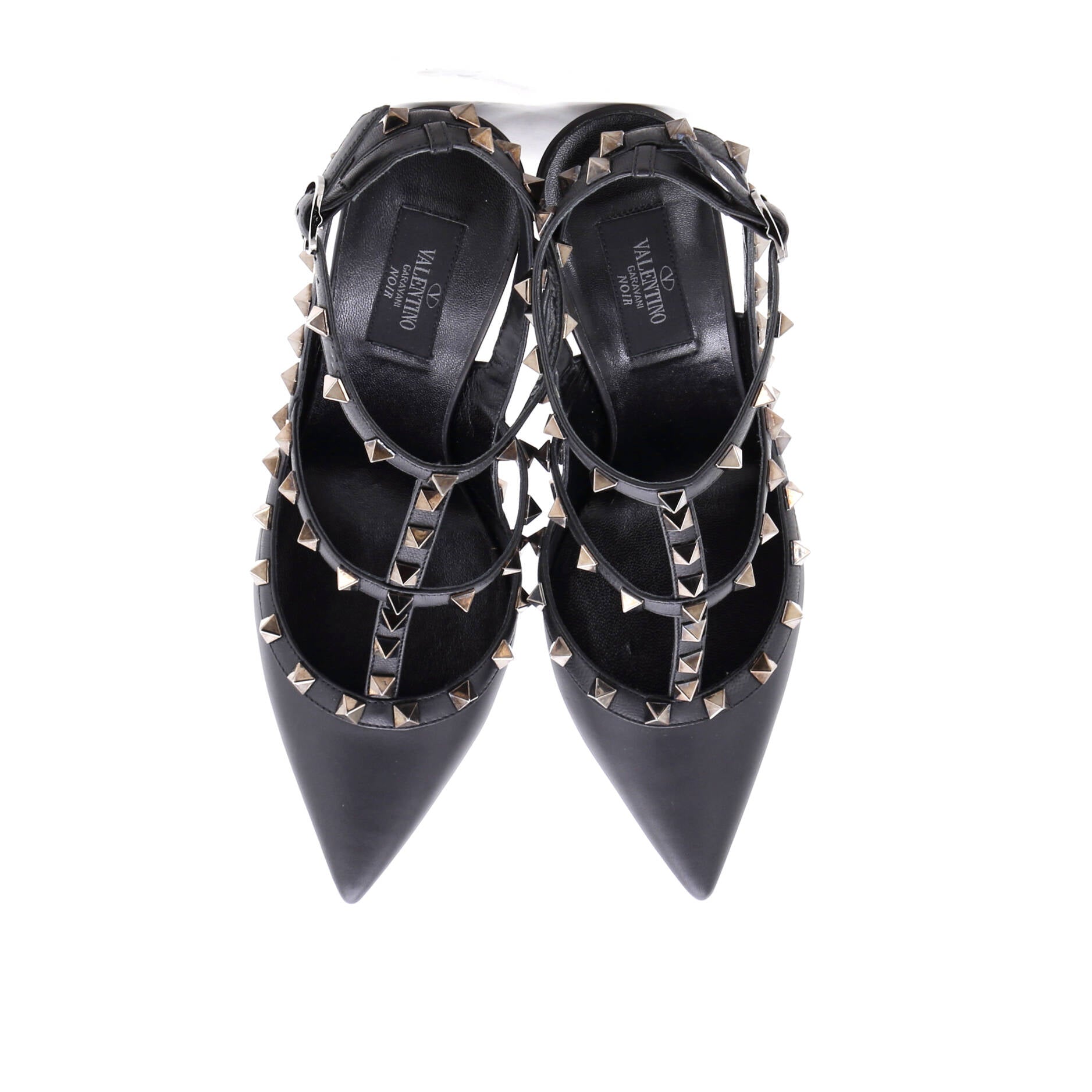 Women's Rockstud Ankle Strap Pumps Leather 100
