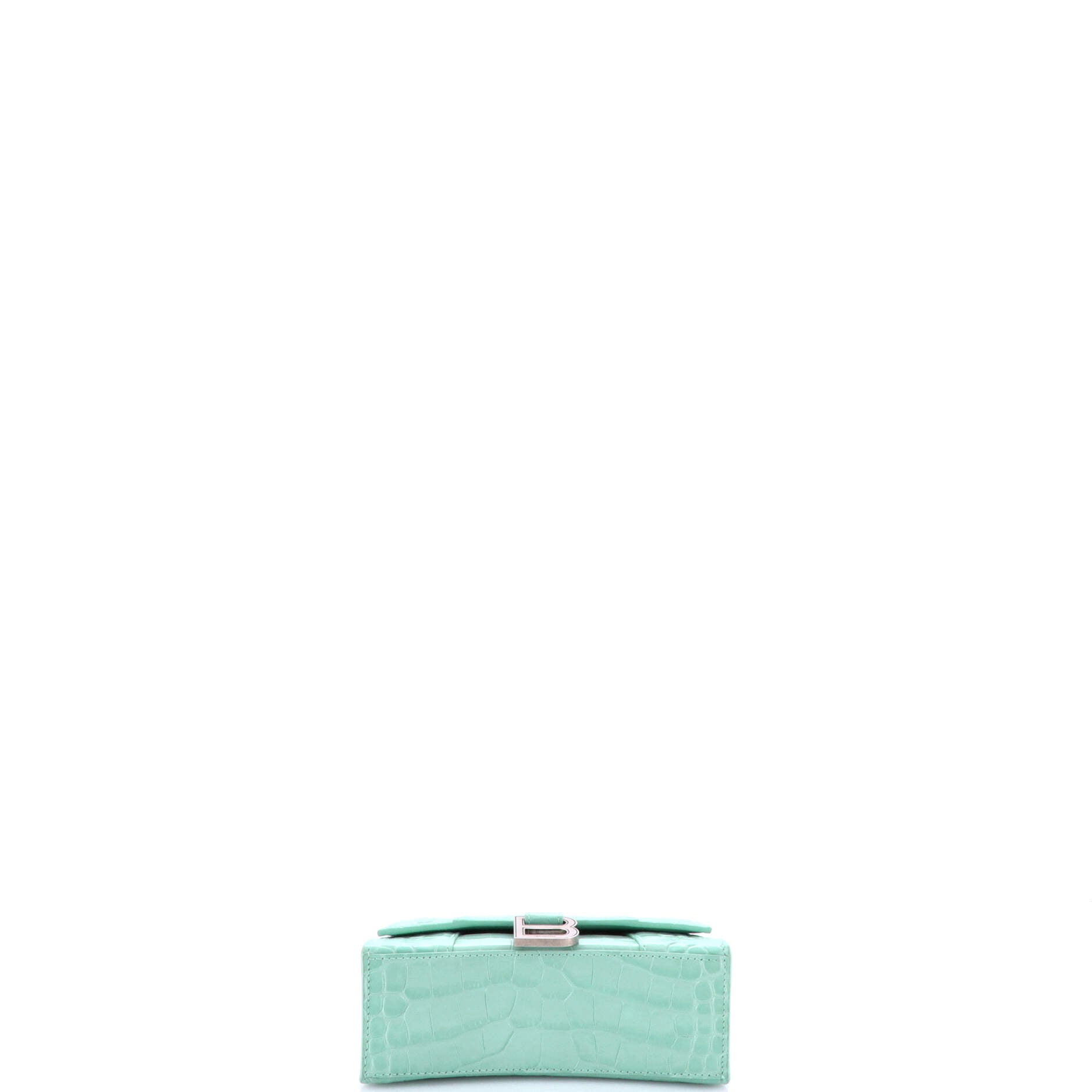 Hourglass Top Handle Bag Crocodile Embossed Leather XS