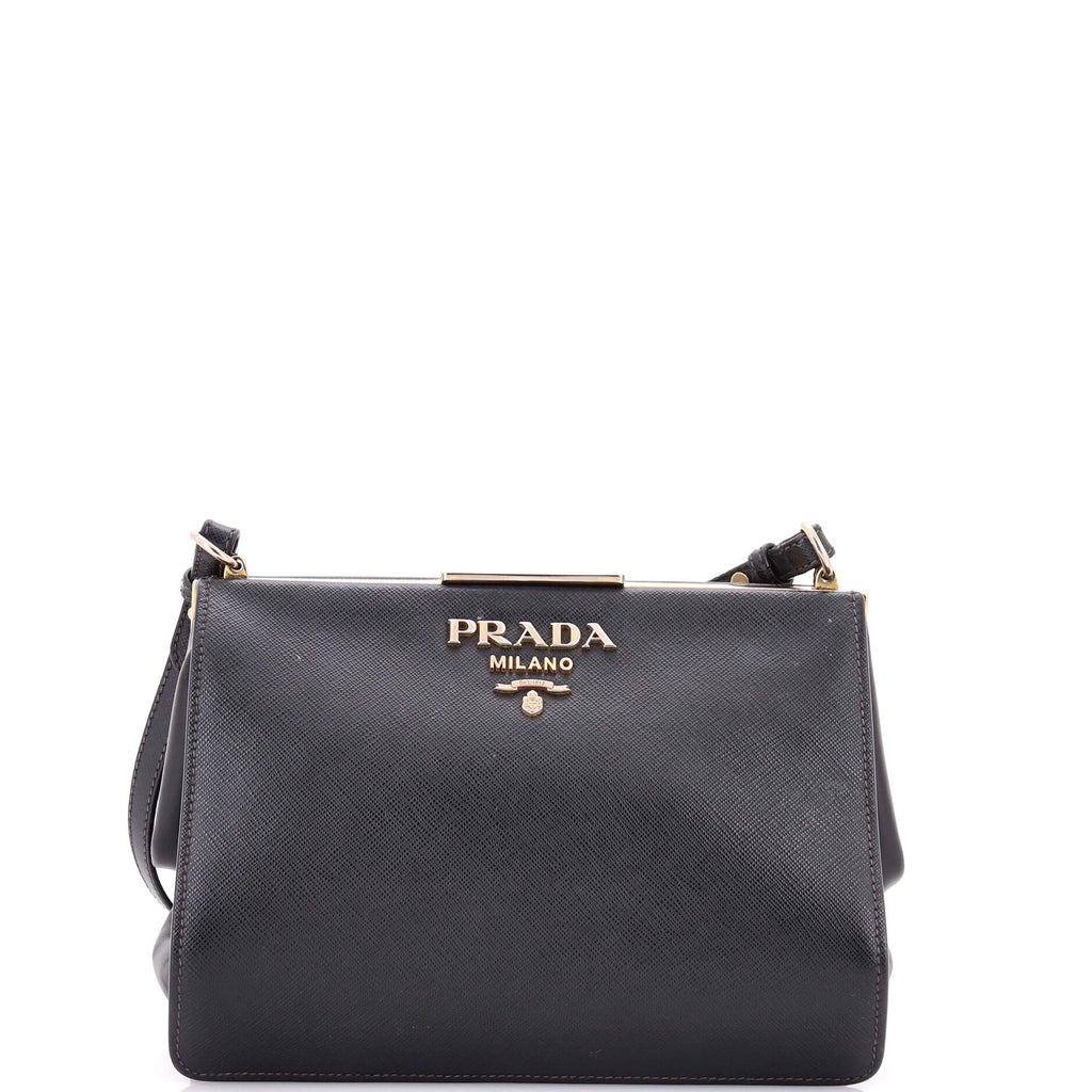 Light Frame Shoulder Bag Saffiano Leather Small
