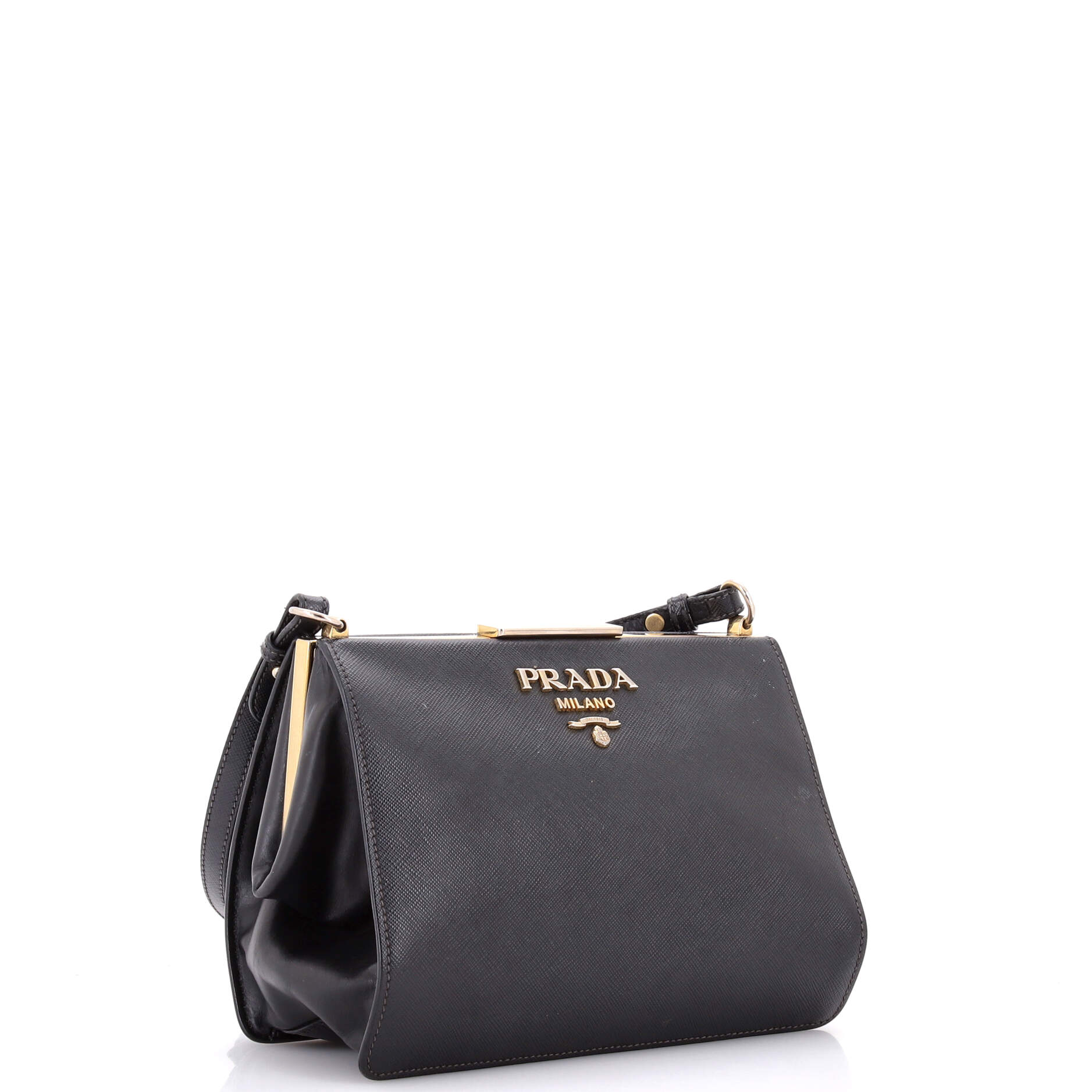 Light Frame Shoulder Bag Saffiano Leather Small