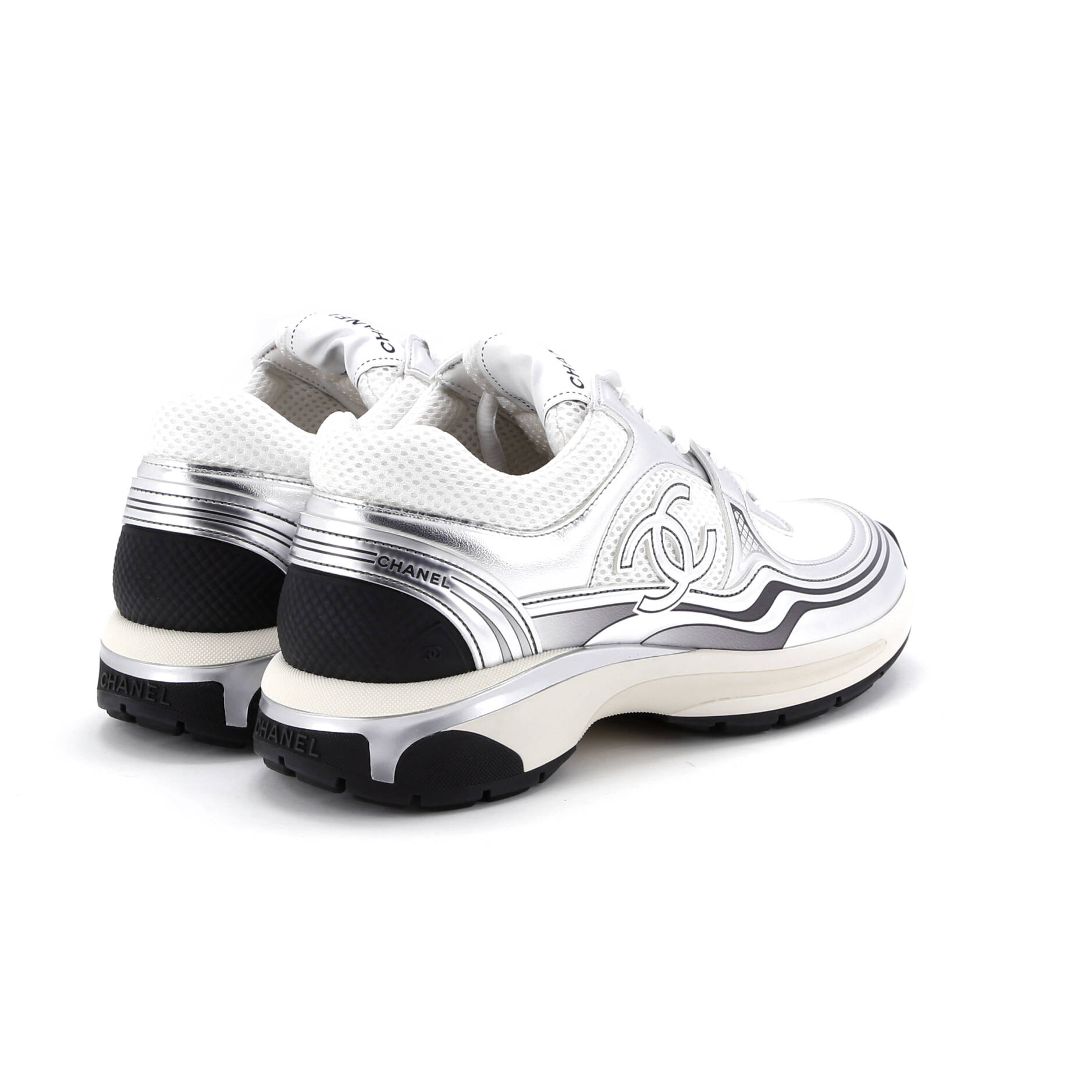 Women's CC Low-Top Sneakers Mesh and Laminated Leather