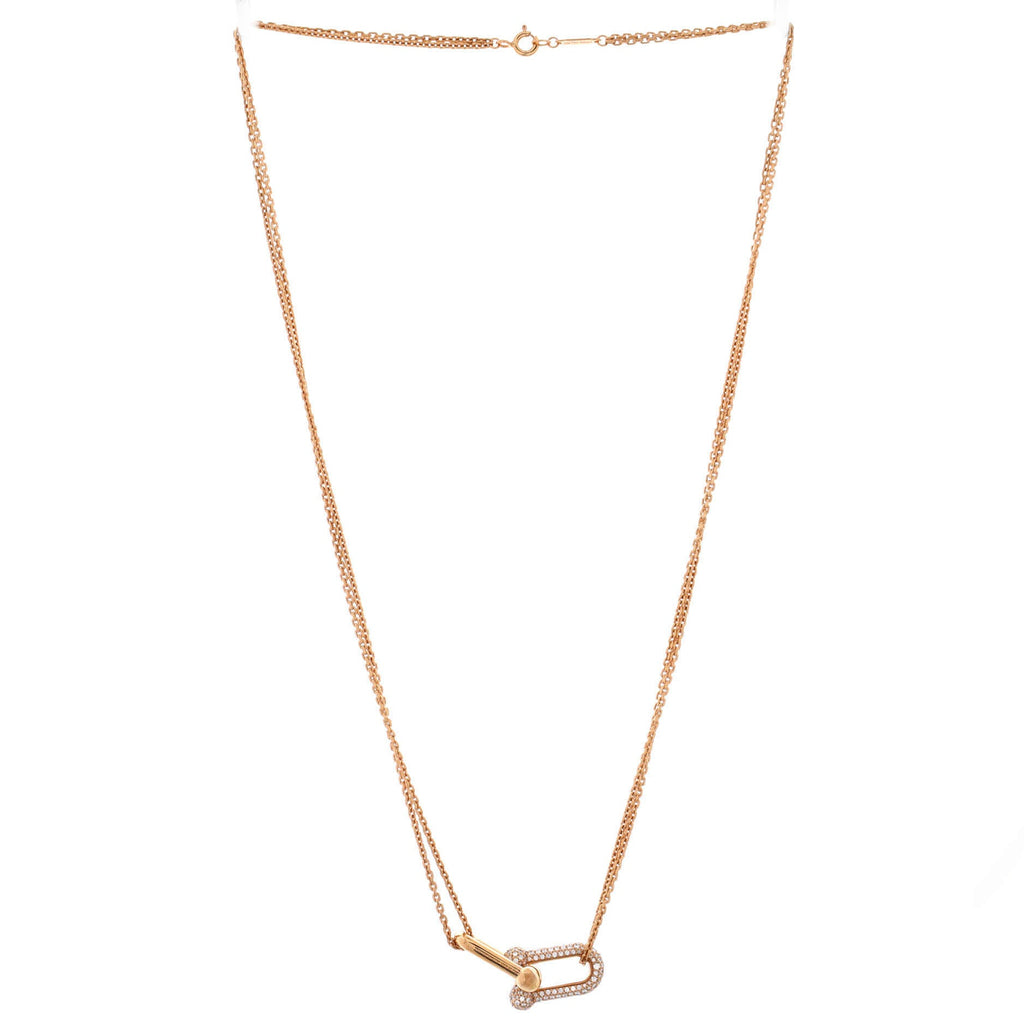 HardWear Double Link Pendant Necklace 18K Rose Gold with Diamonds
