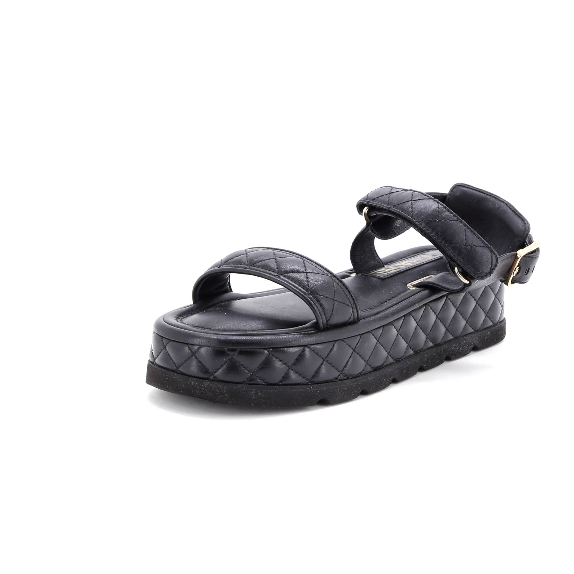 Women's Velcro Platform Sandals Quilted Leather