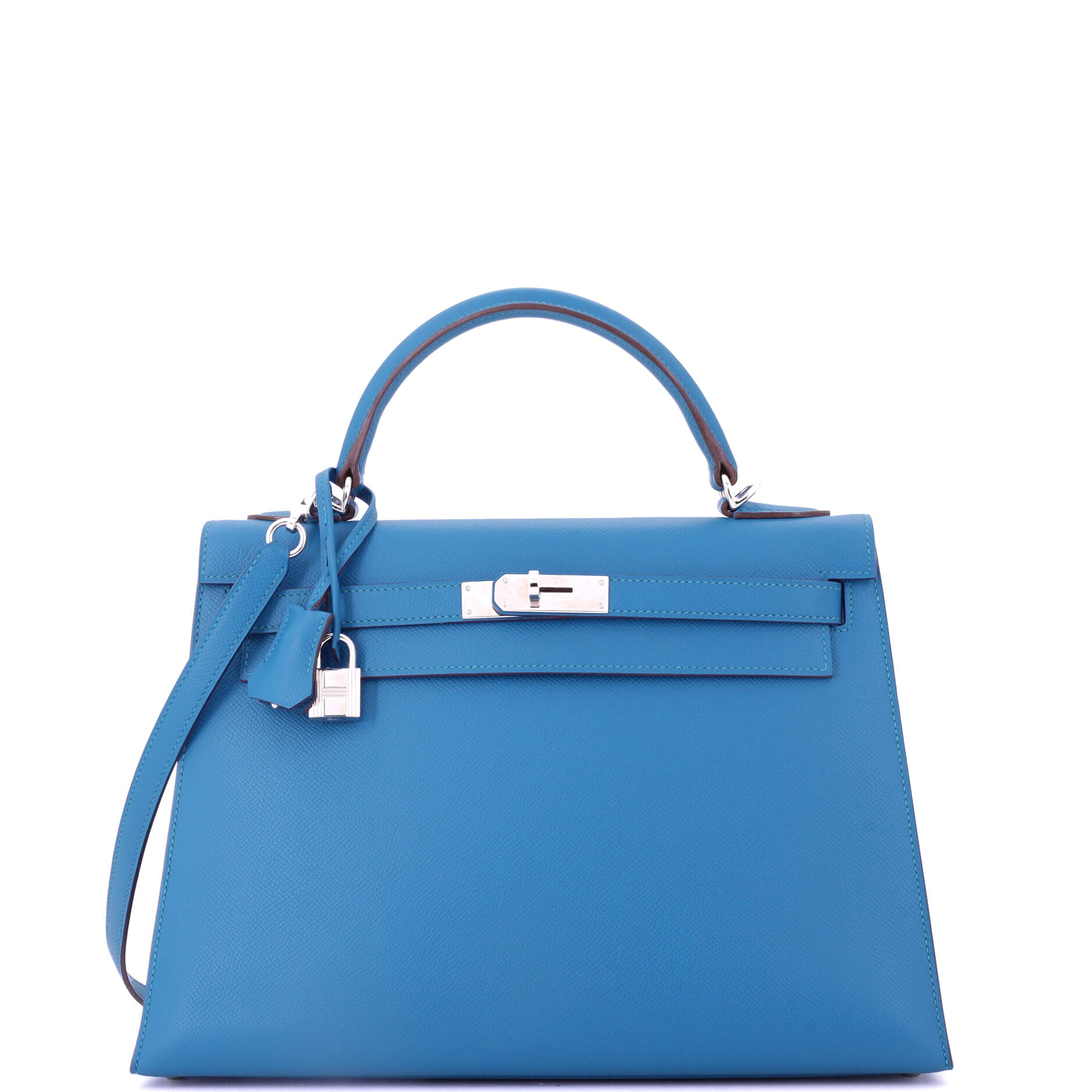 Kelly Handbag Mykonos Epsom with Palladium Hardware 32
