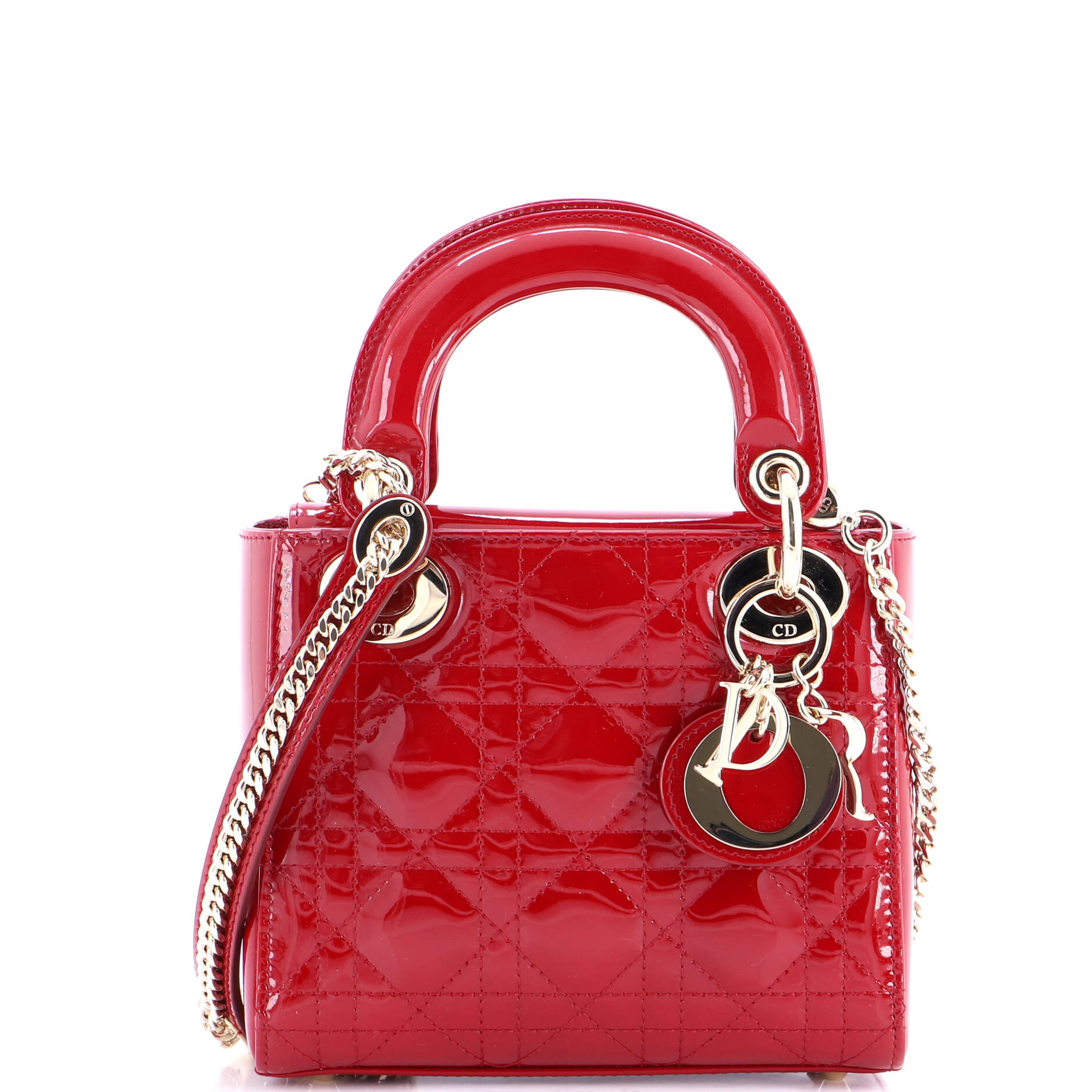 Lady Dior Chain Bag Cannage Quilt Patent Mini