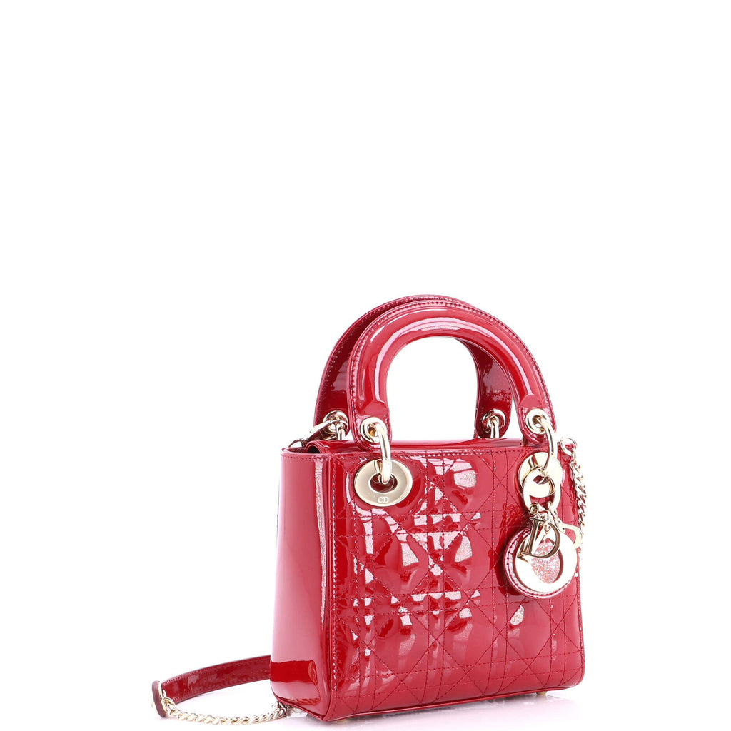 Lady Dior Chain Bag Cannage Quilt Patent Mini