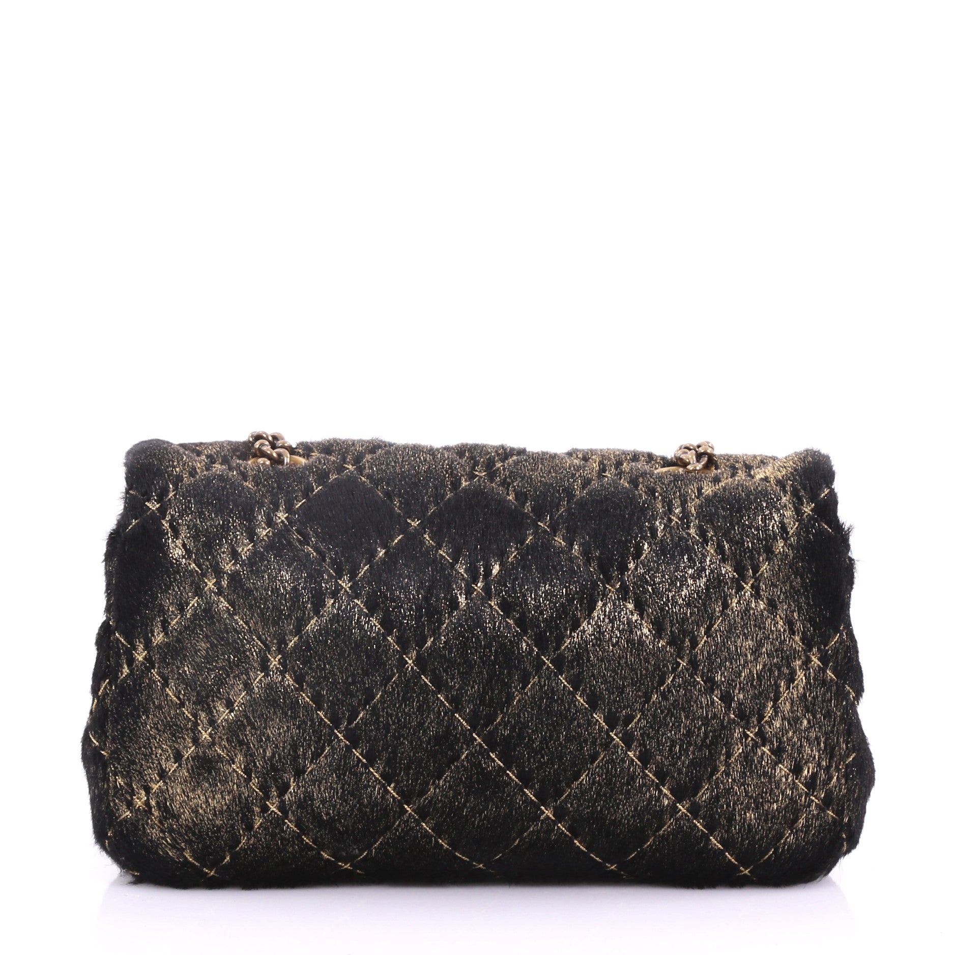 CC Flap Bag Quilted Metallic Pony Hair Extra Mini