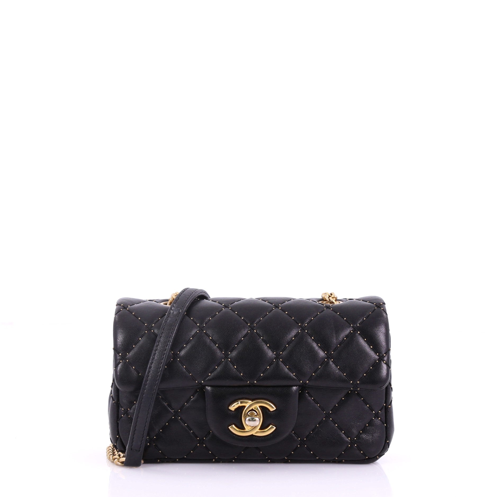 Classic Single Flap Bag Studded Quilted Lambskin Extra Mini