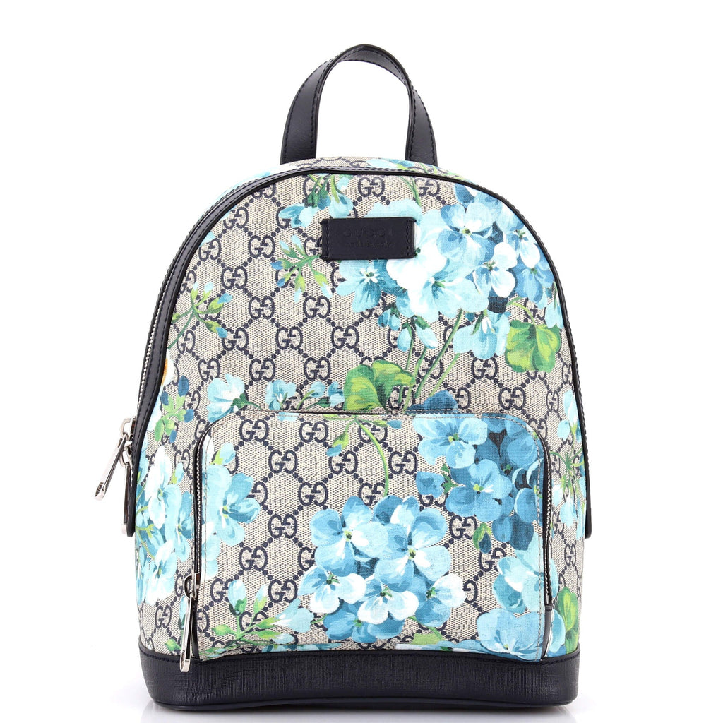 Zip Pocket Backpack Blooms Print GG Coated Canvas Small