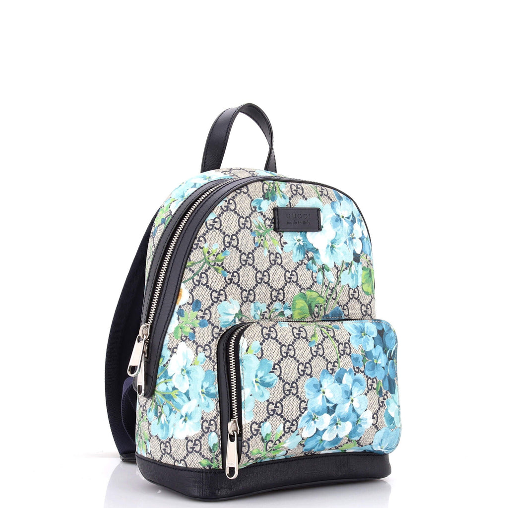 Zip Pocket Backpack Blooms Print GG Coated Canvas Small