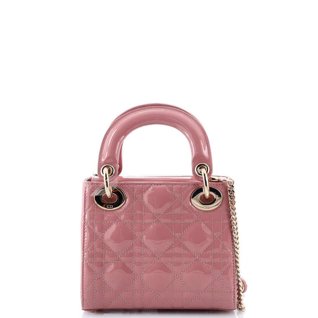 Lady Dior Chain Bag Cannage Quilt Patent Mini