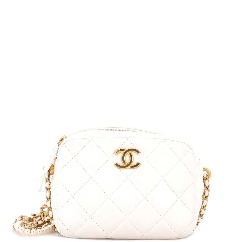 My Perfect Adjustable Chain Camera Bag Quilted Lambskin with Pearls Small