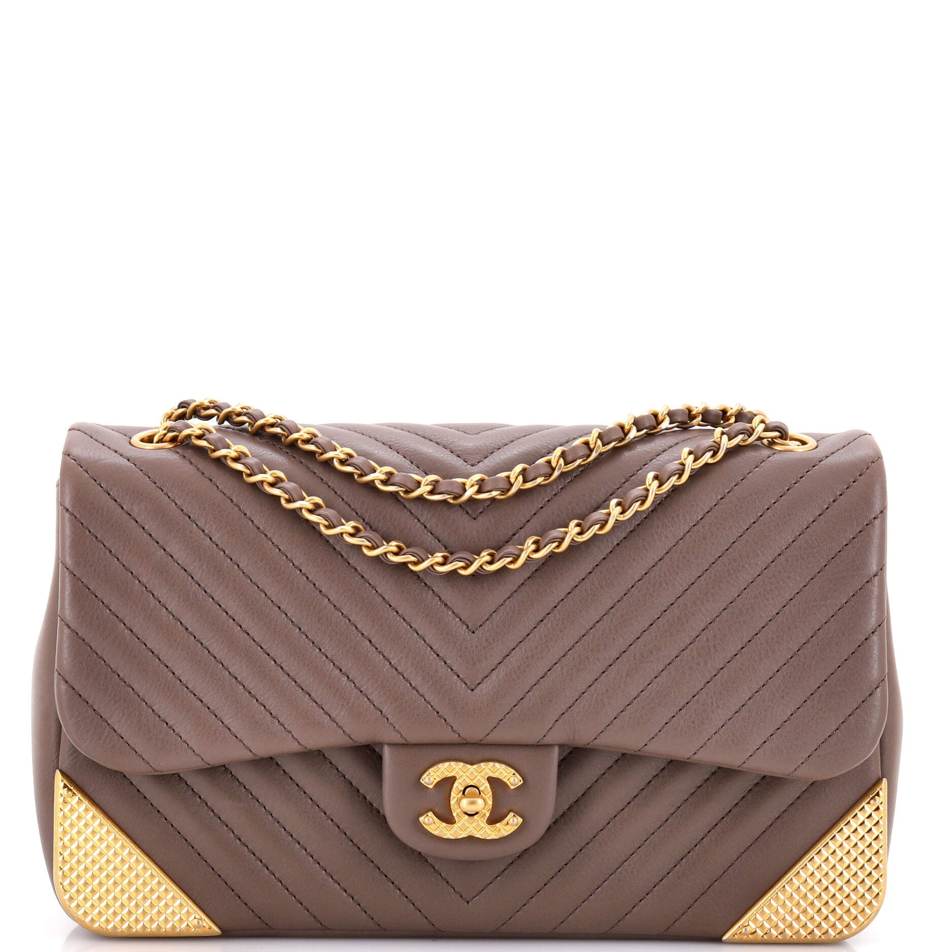 Rock the Corner Flap Bag Chevron Leather Medium