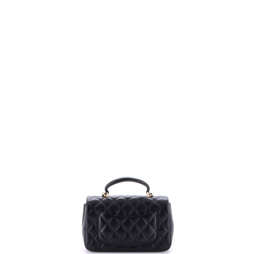 Classic Single Flap Top Handle Bag Quilted Lambskin Mini