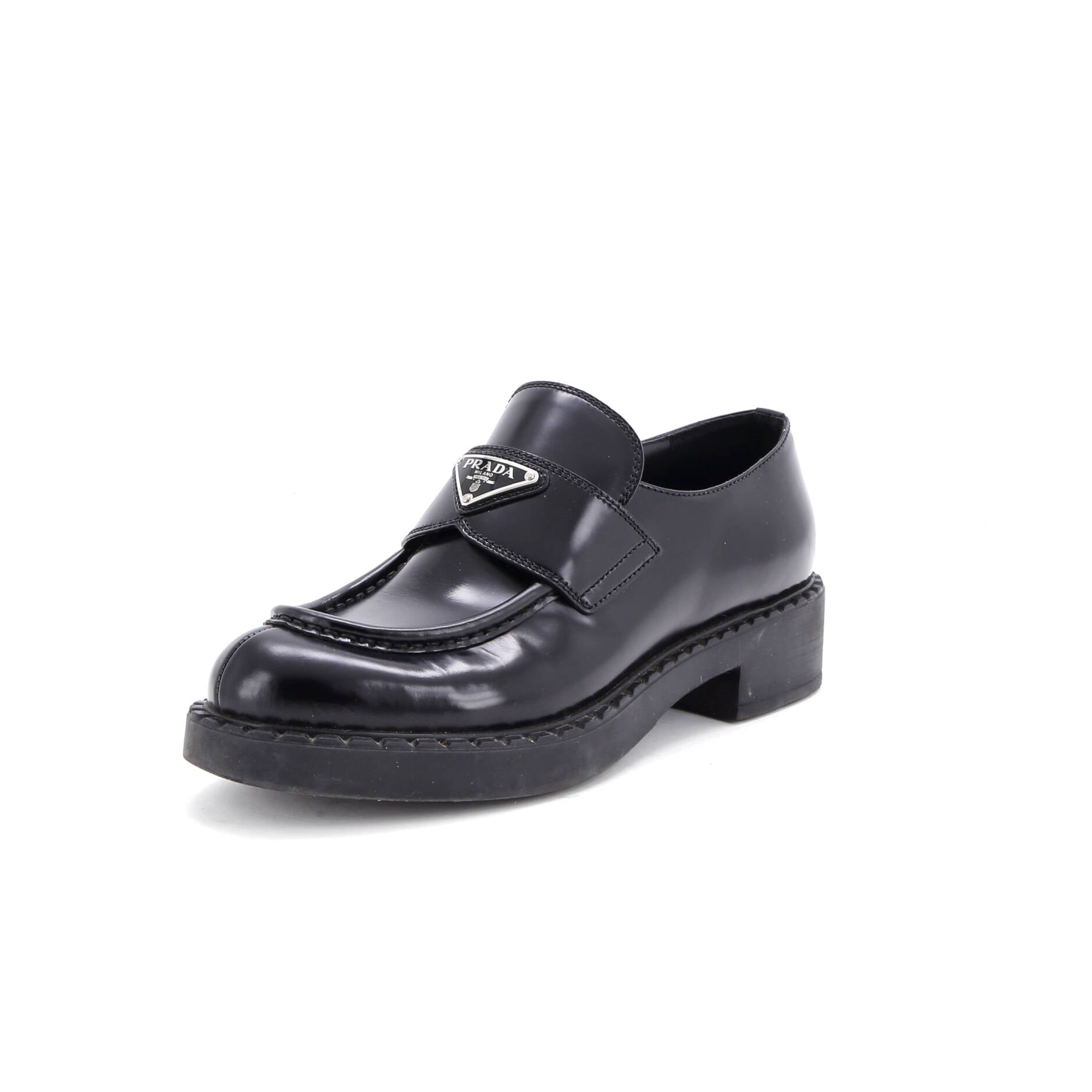 Women's Triangle Logo Loafers Spazzolato Leather