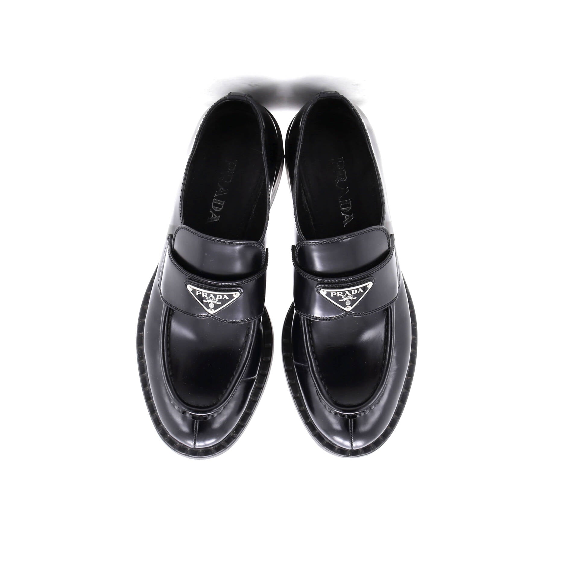 Women's Triangle Logo Loafers Spazzolato Leather