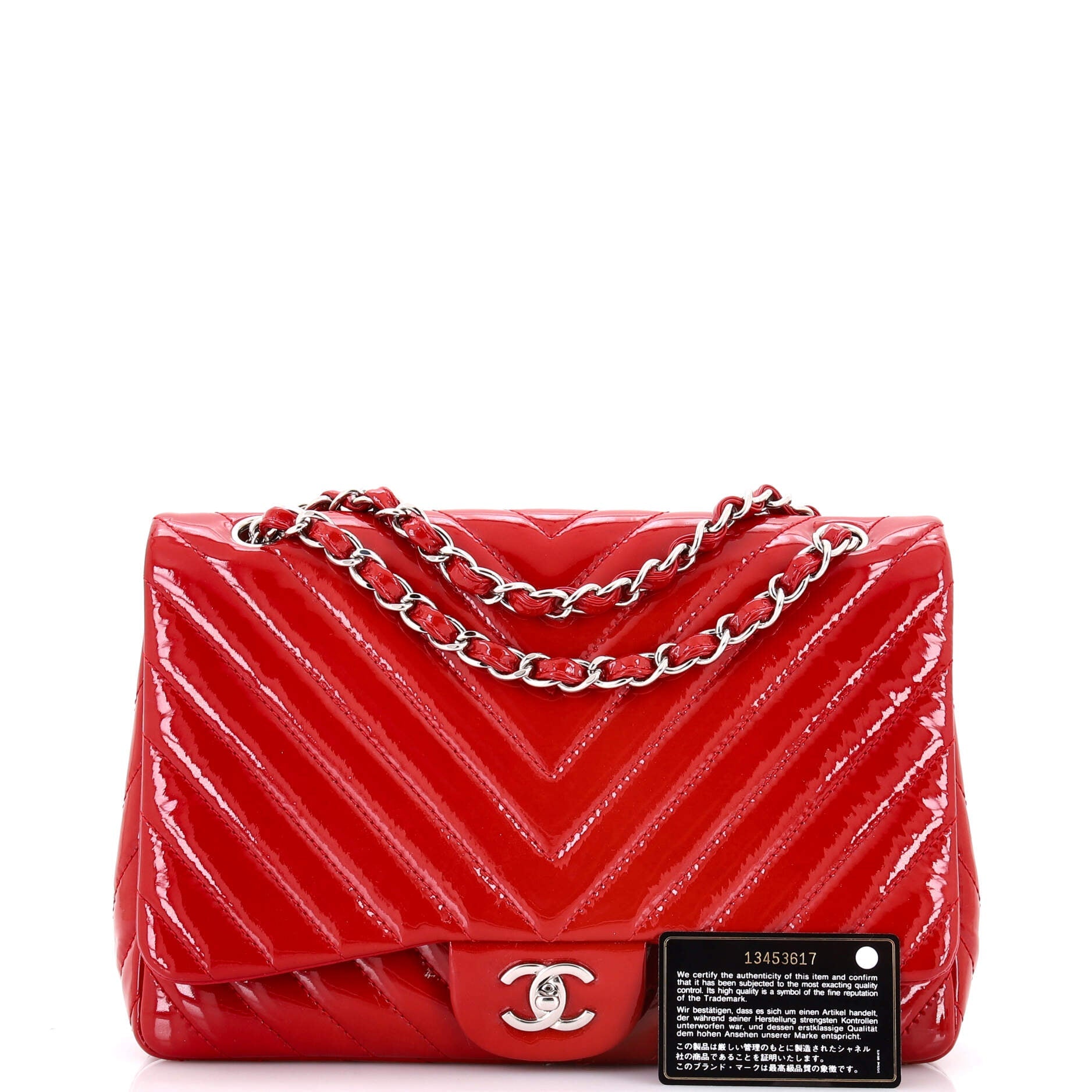 Classic Single Flap Bag Chevron Patent Jumbo