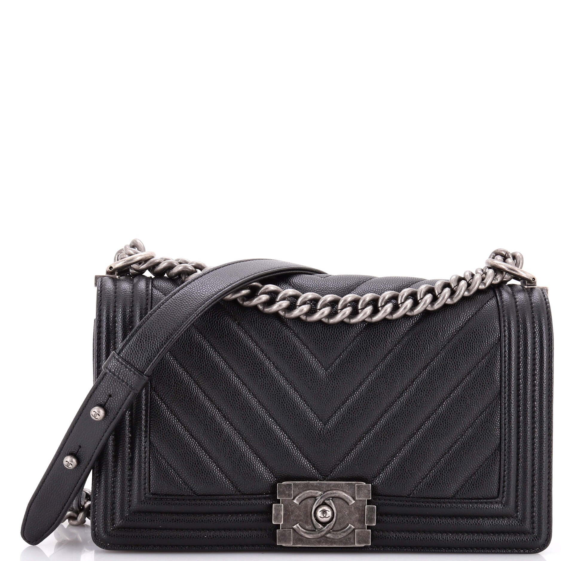 Boy Flap Bag Chevron Caviar Old Medium