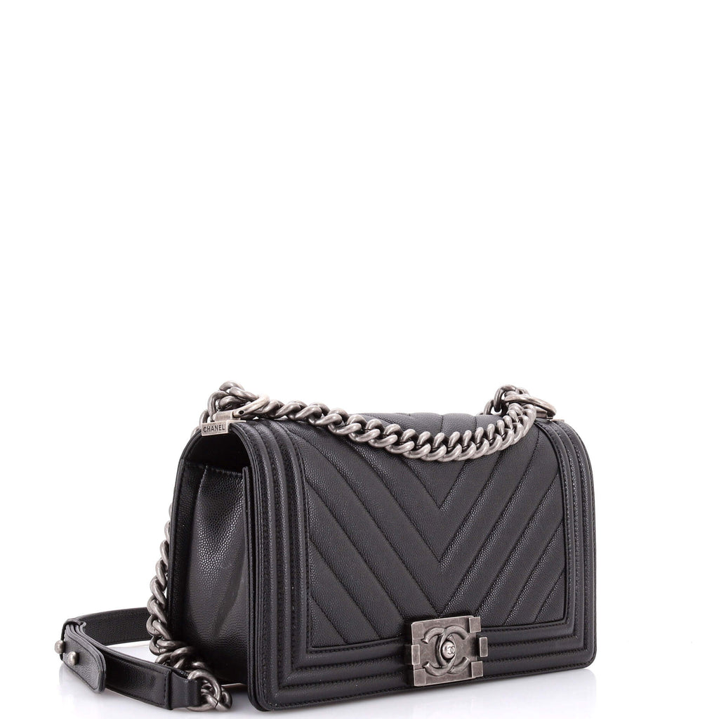 Boy Flap Bag Chevron Caviar Old Medium