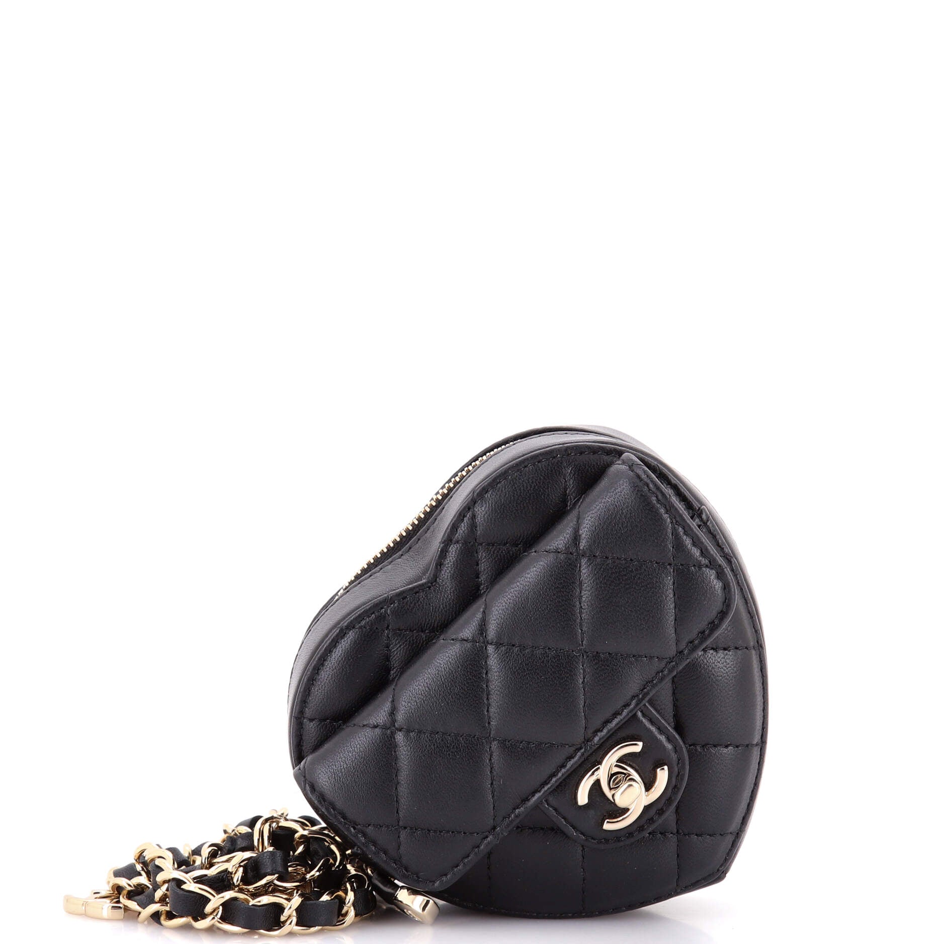 CC in Love Heart Belt Bag Quilted Lambskin