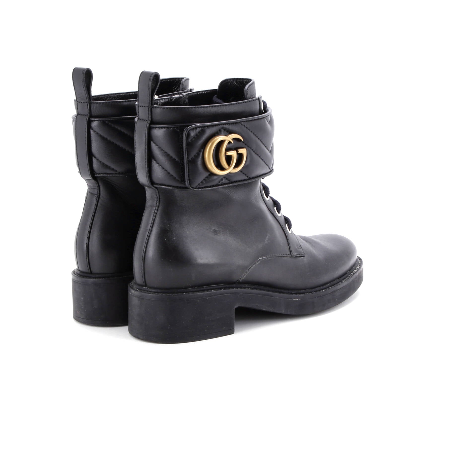 Women's GG Marmont Lace Up Ankle Boots Leather