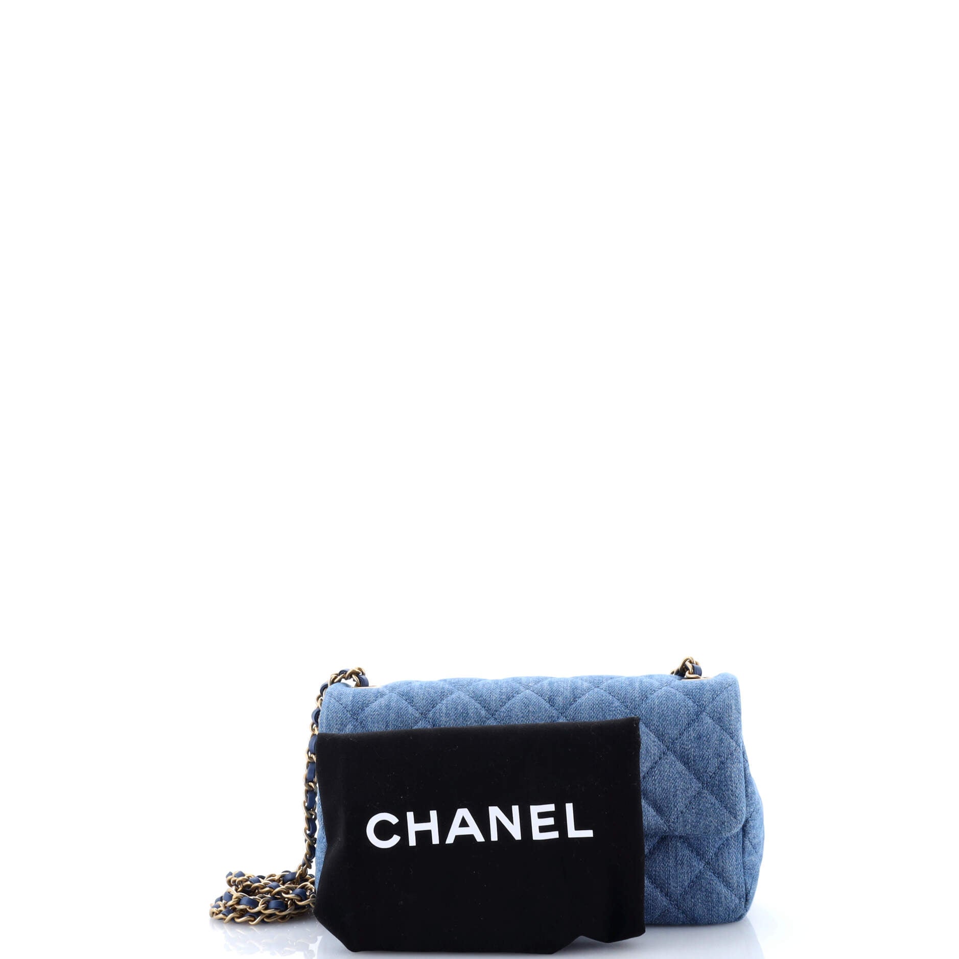 Pearl Crush Flap Bag Quilted Denim Mini