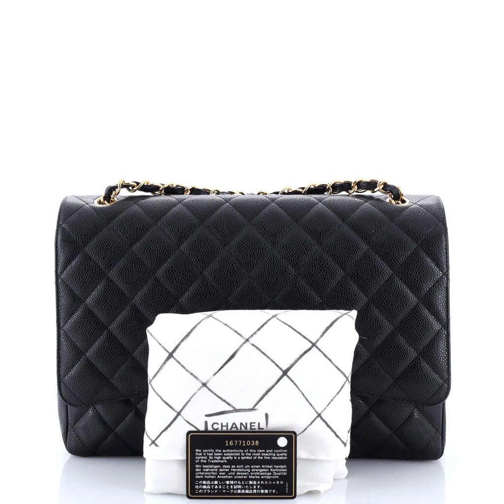 Classic Double Flap Bag Quilted Caviar Maxi