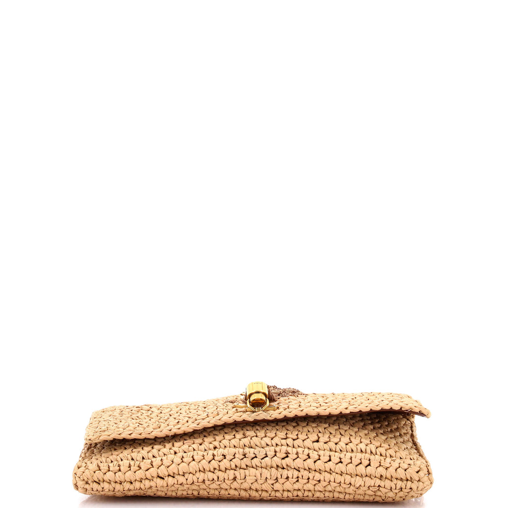 Kate 99 Tassel Flap Bag Woven Raffia Medium