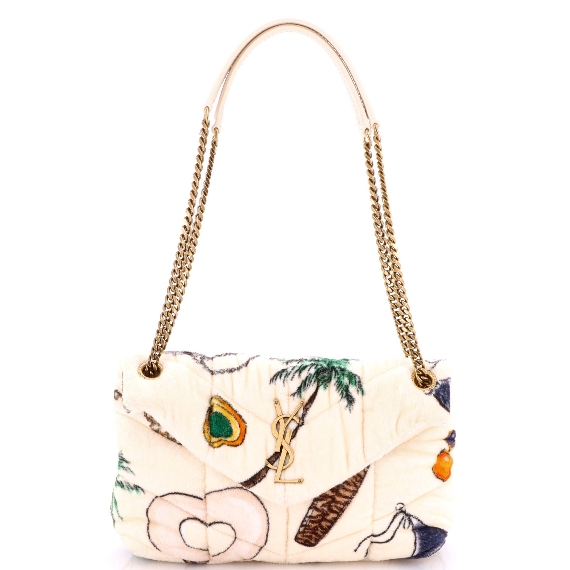 Loulou Puffer Shoulder Bag Quilted Printed Terry Cloth Small