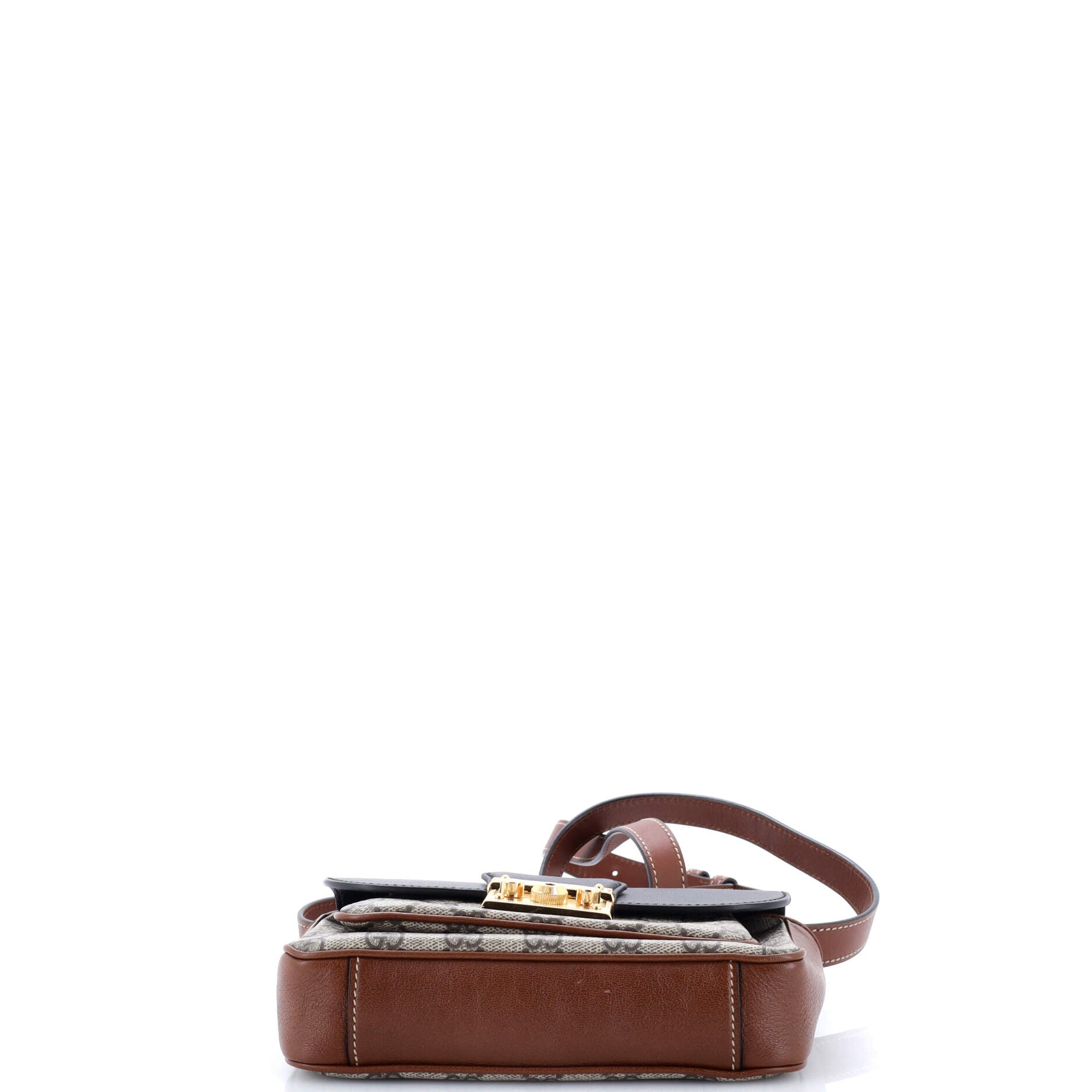 Padlock Front Pocket Flap Shoulder Bag GG Coated Canvas and Leather Mini