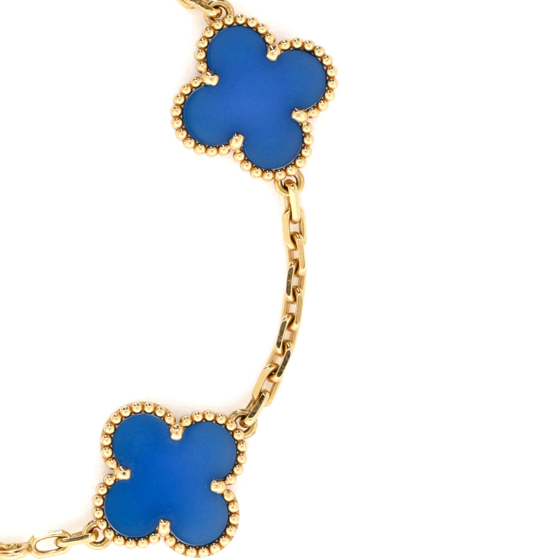 Vintage Alhambra 5 Motifs Bracelet 18K Yellow Gold and Agate