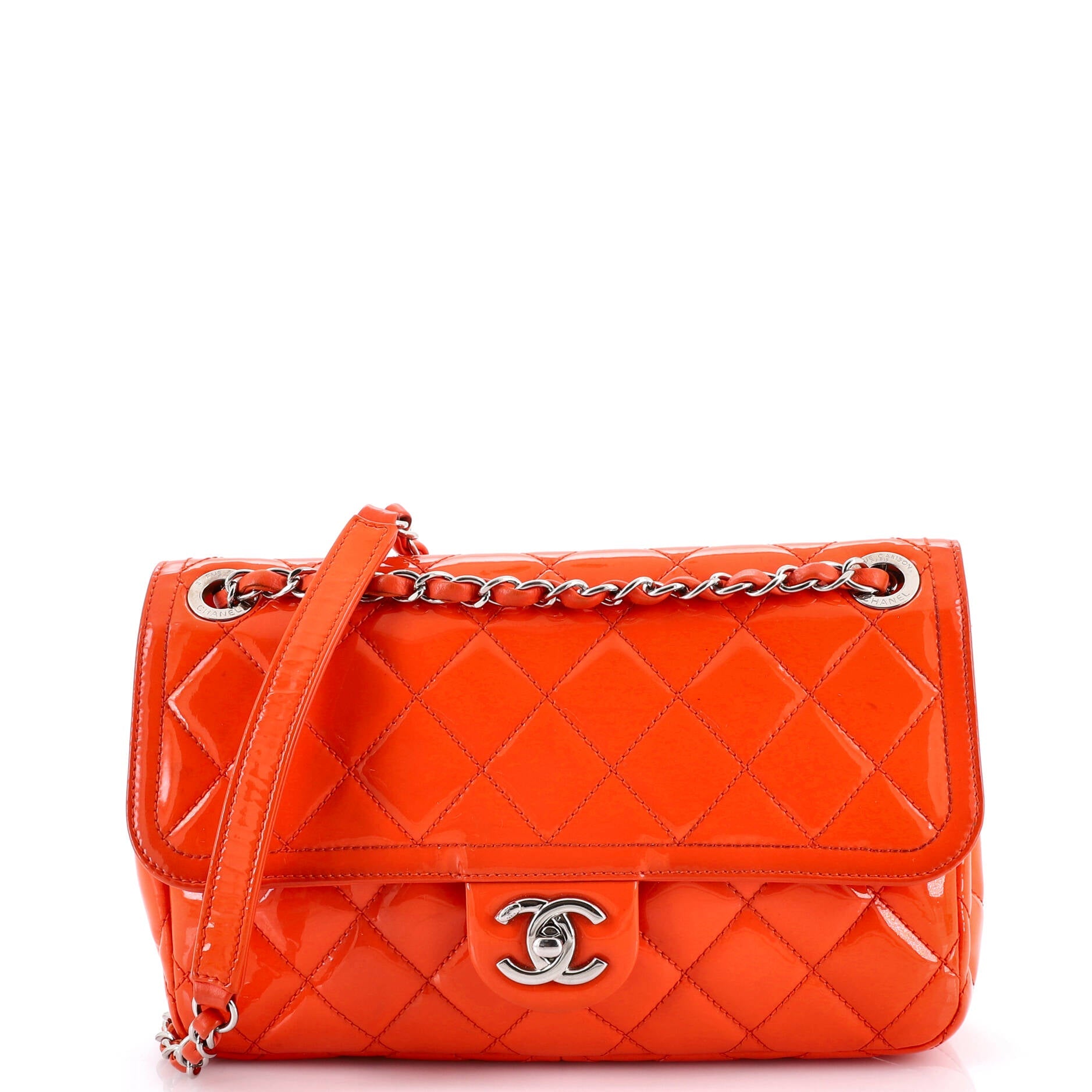 Coco Shine Flap Bag Quilted Patent Medium
